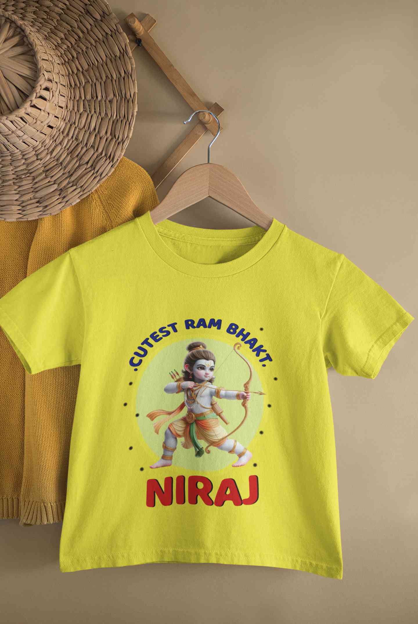 Custom Name Cutest Ram Bhakt Half Sleeves T-Shirt for Boy-FunkyTeesClub