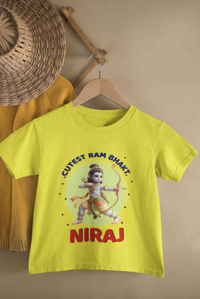 Custom Name Cutest Ram Bhakt Half Sleeves T-Shirt for Boy-FunkyTeesClub