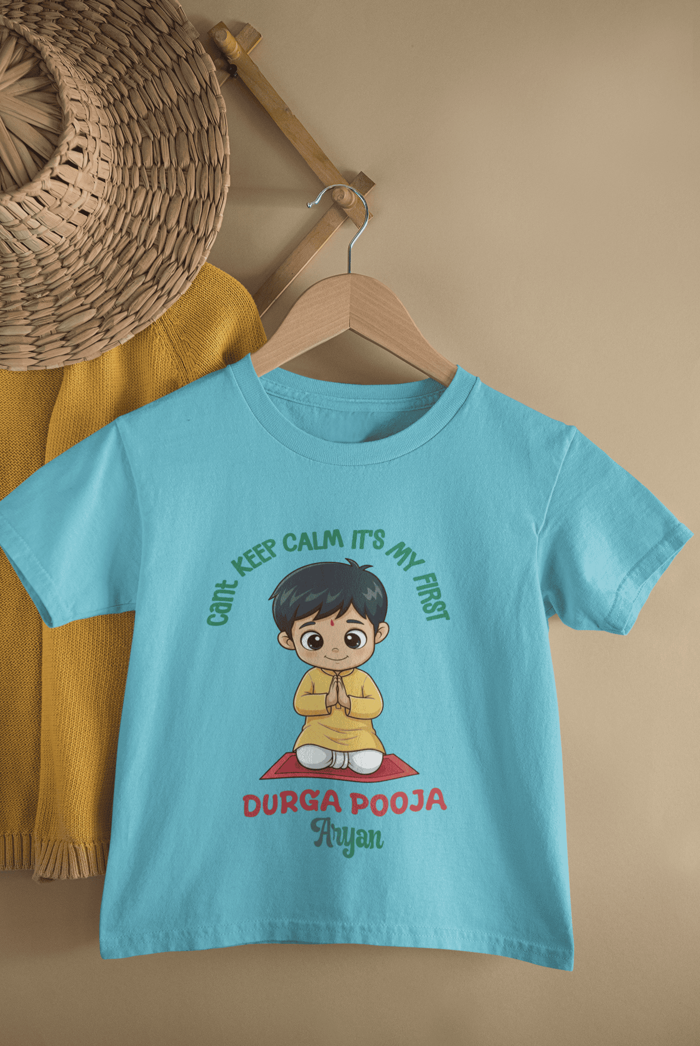 It's My First Durga Pooja Navratri Half Sleeves T-Shirt for Boys -FunkyTeesClub