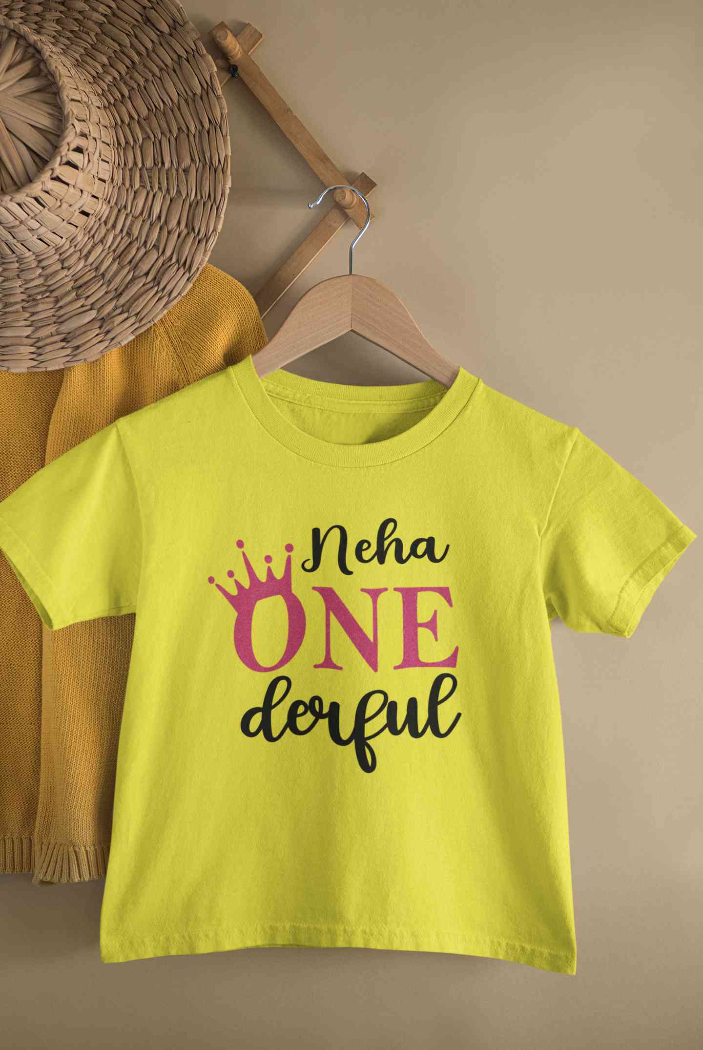 Custom Name First Birthday Half Sleeves T-Shirt For Girls -FunkyTeesClub