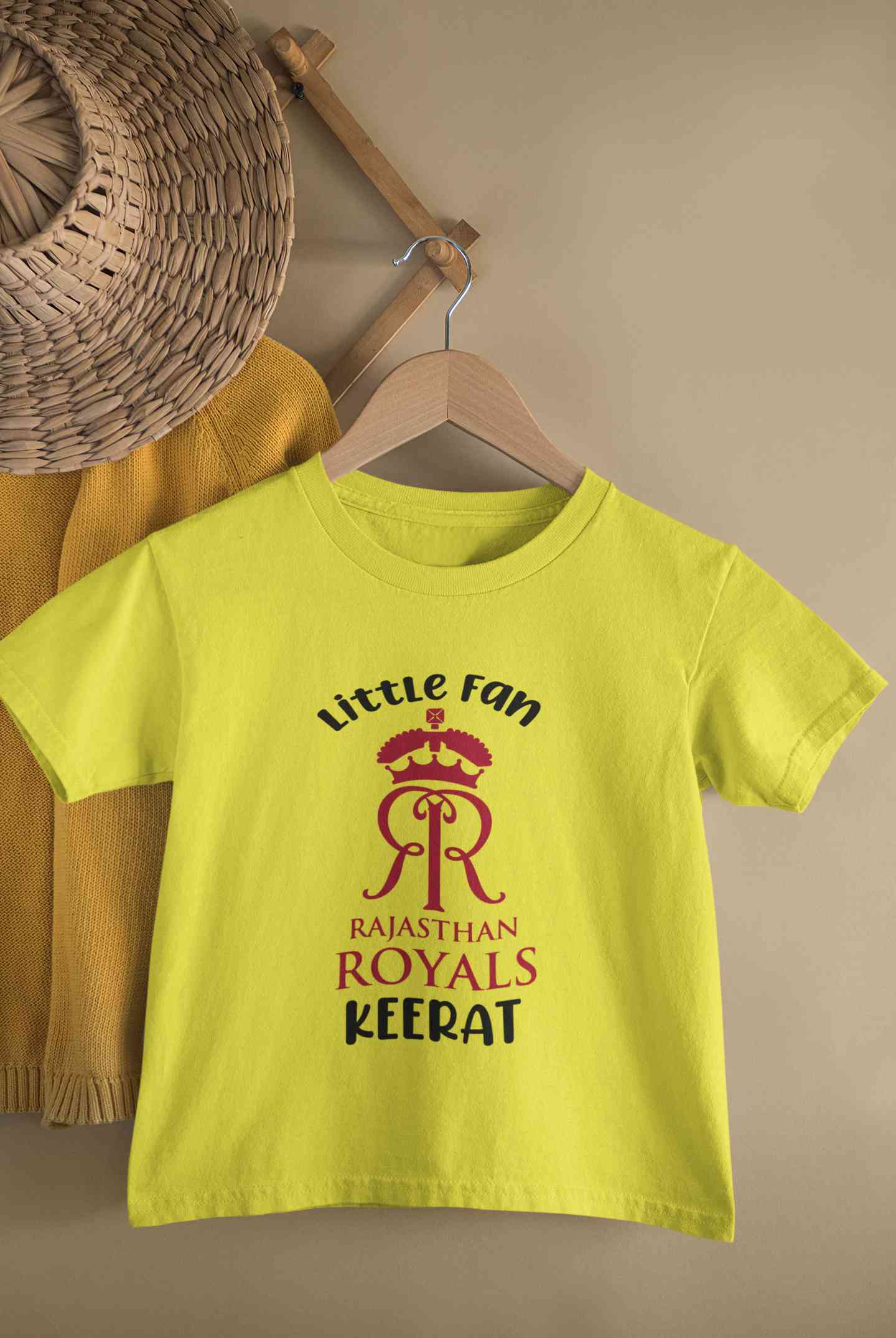 Custom Name IPL RR Rajasthan Royals Little Fan Half Sleeves T-Shirt For Girls -FunkyTeesClub