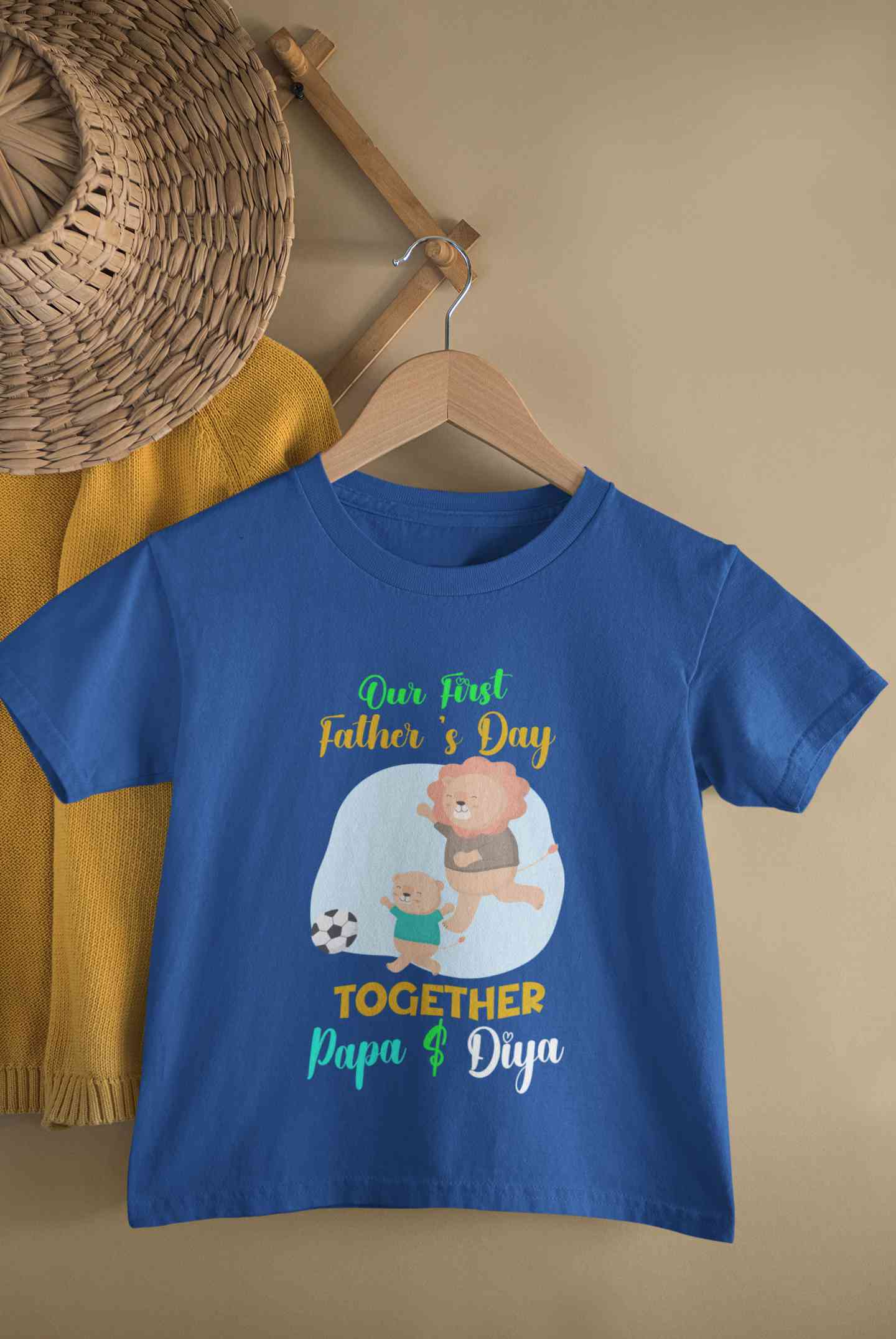 Custom Name Our First Father Day Half Sleeves T-Shirt For Girls -FunkyTeesClub