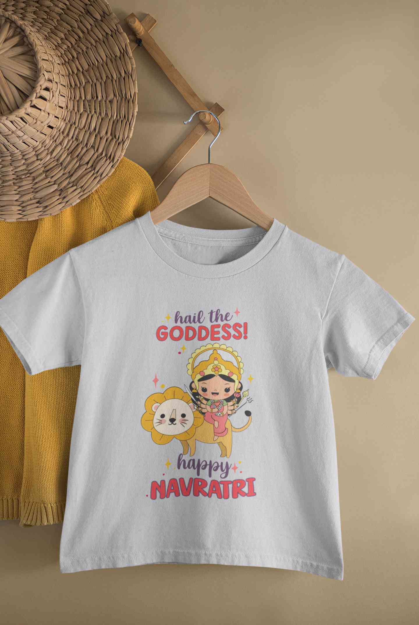 Happy Navratri Half Sleeves T-Shirt For Girls -FunkyTeesClub