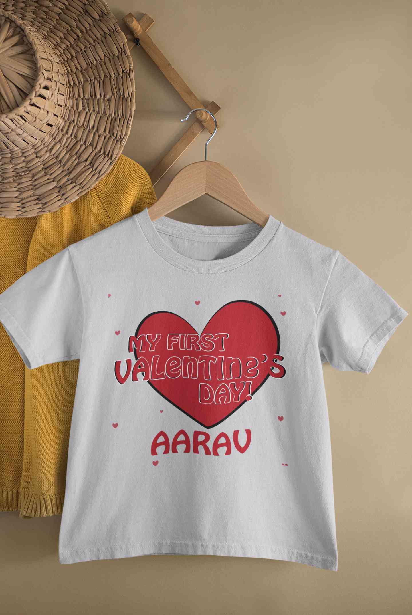 Custom Name 1st Valentine Half Sleeves T-Shirt for Boy-FunkyTeesClub