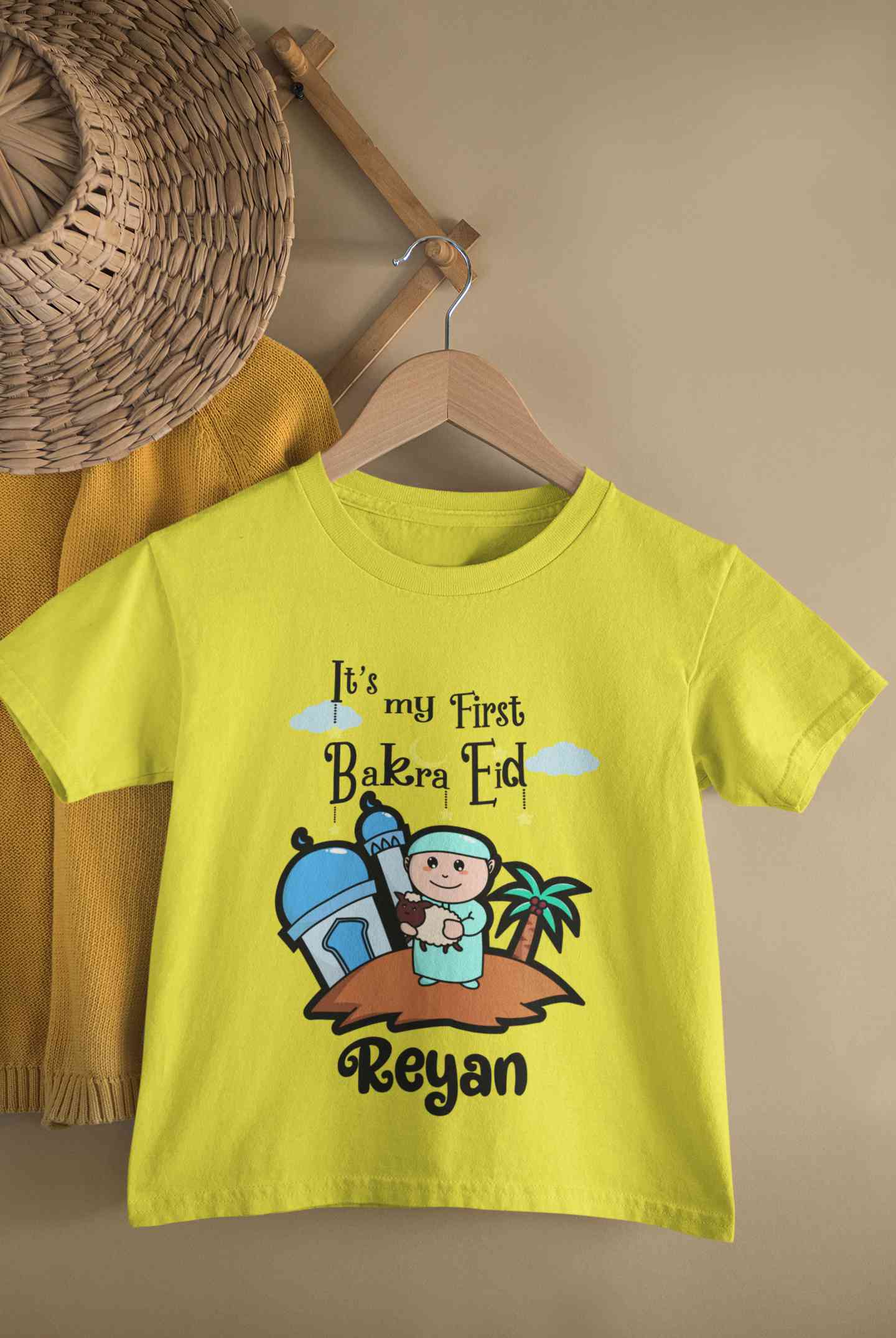 Custom Name Its My First Bakra Eid Half Sleeves T-Shirt for Boy-FunkyTeesClub