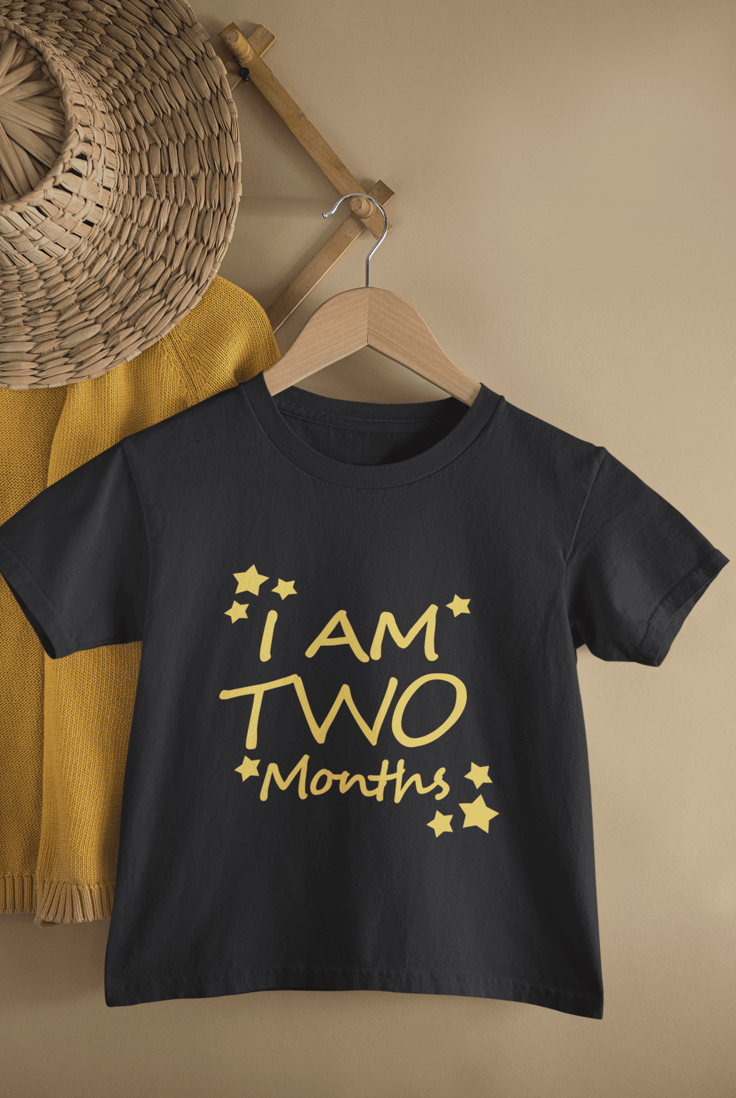 I Am Two Month Half Sleeves T-Shirt For Girls -FunkyTeesClub