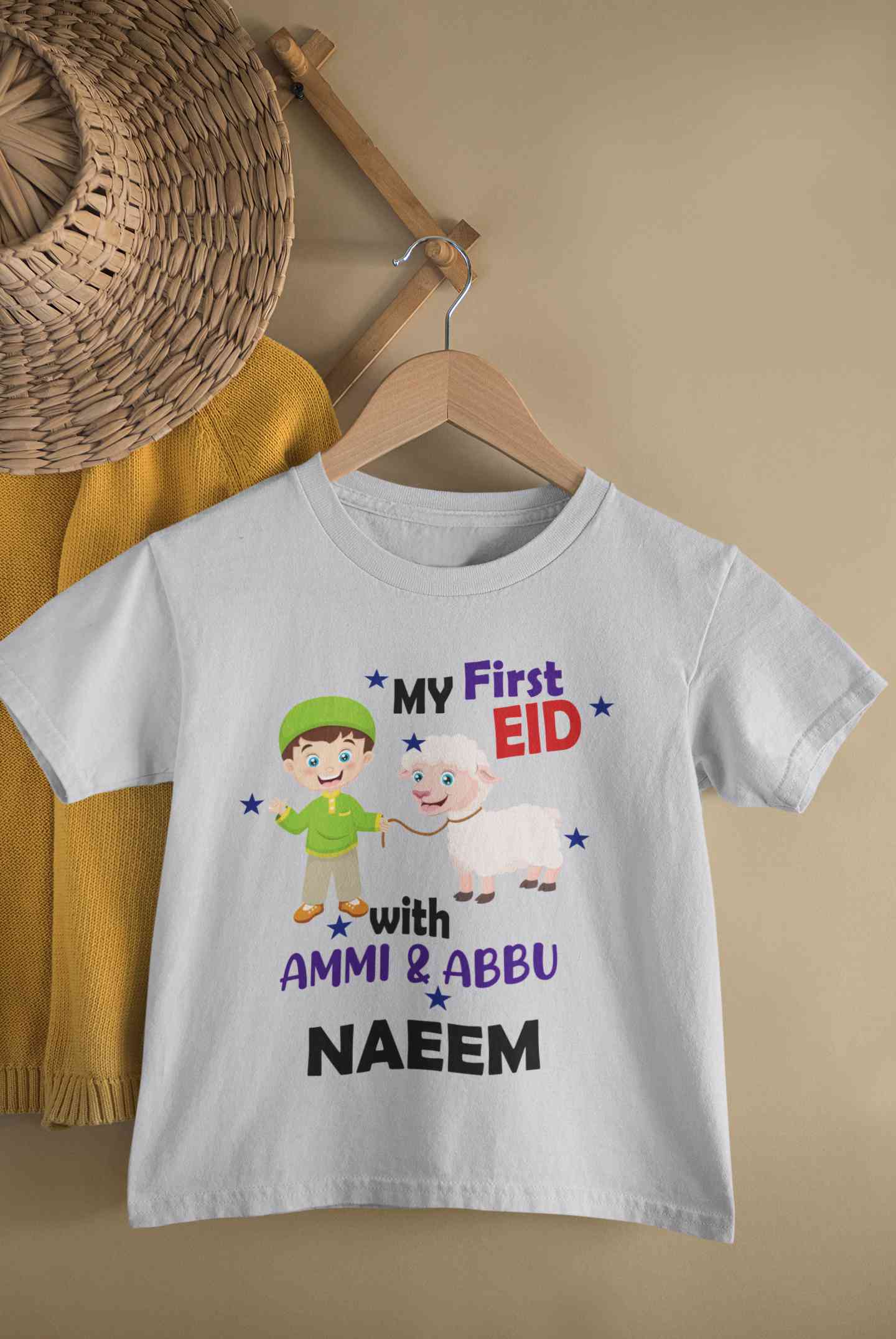Custom Name My First Eid With Ammi And Abbu Half Sleeves T-Shirt for Boy-FunkyTeesClub