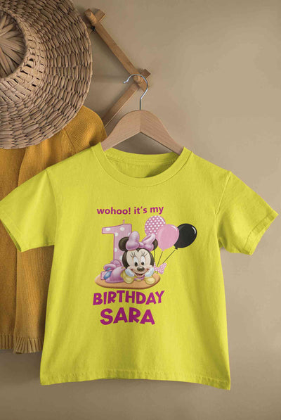 Custom Name Its My First Birthday Half Sleeves T-Shirt For Girls -FunkyTeesClub