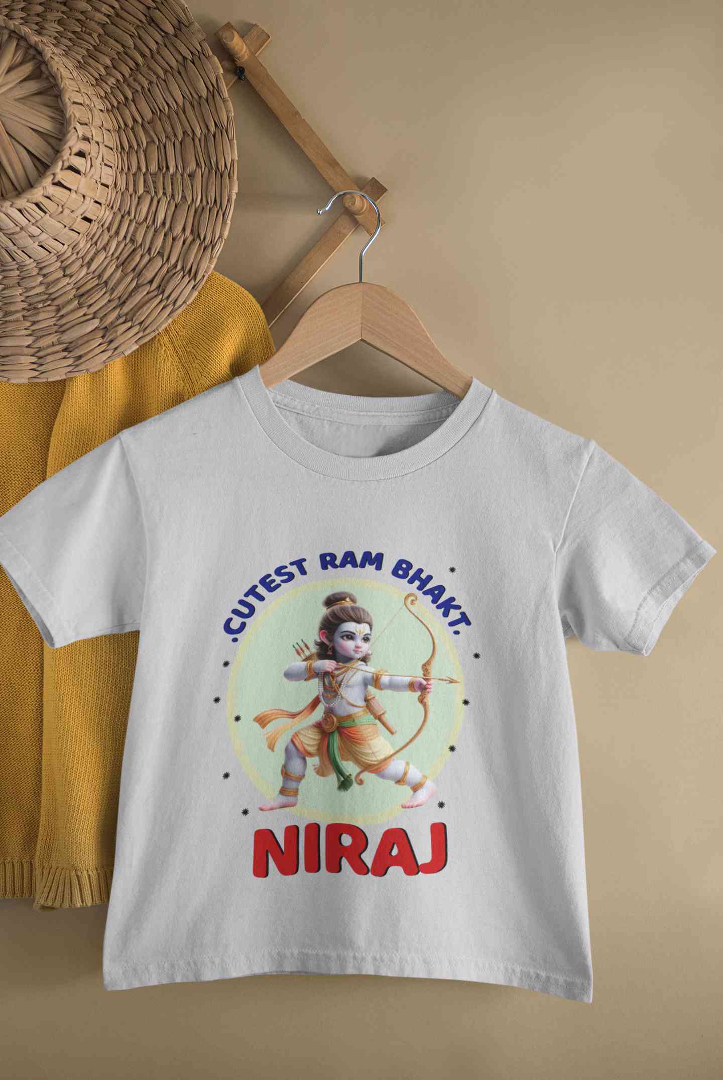 Custom Name Cutest Ram Bhakt Half Sleeves T-Shirt for Boy-FunkyTeesClub