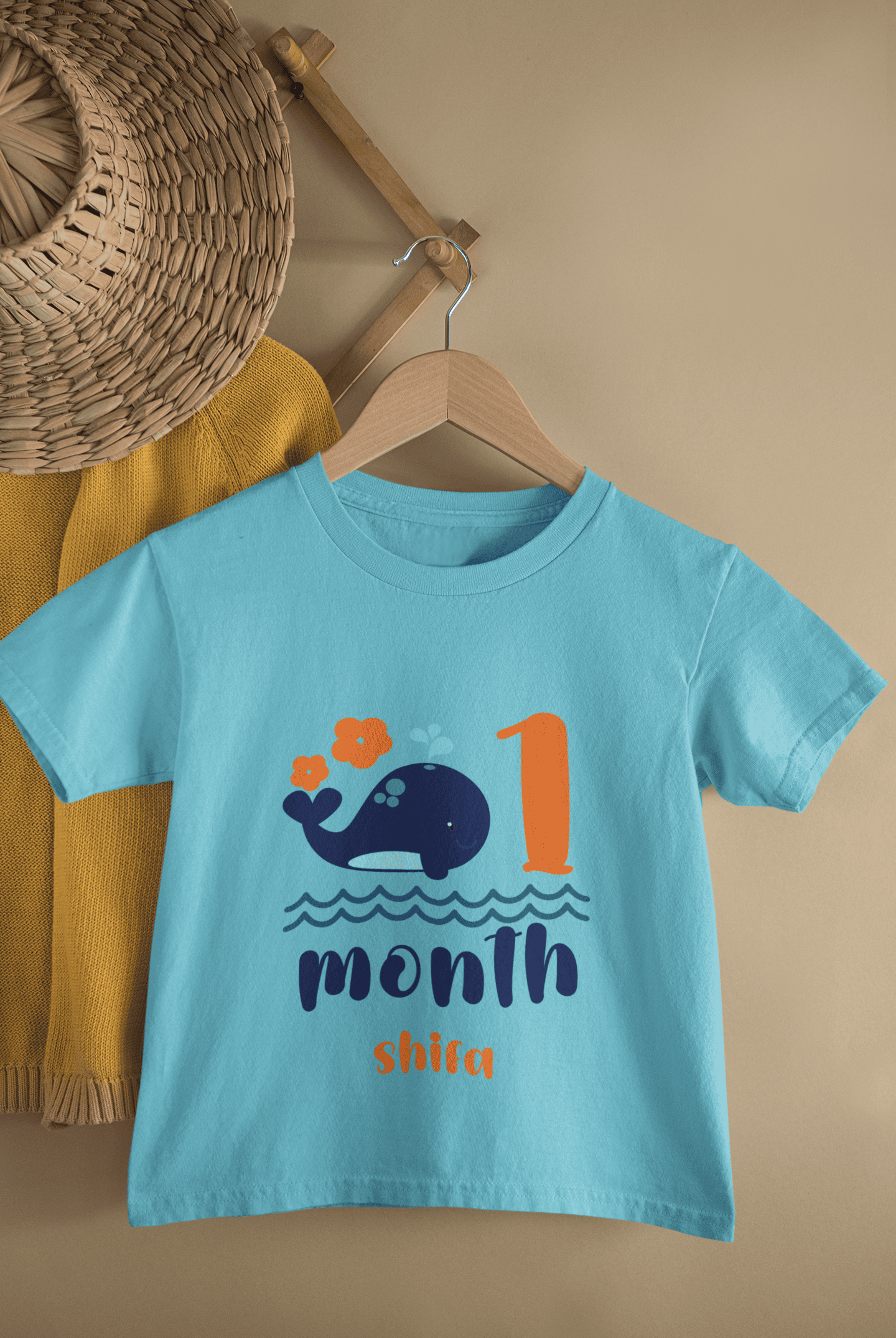 Custom Name First Month Birthday Half Sleeves T-Shirt For Girls -FunkyTeesClub
