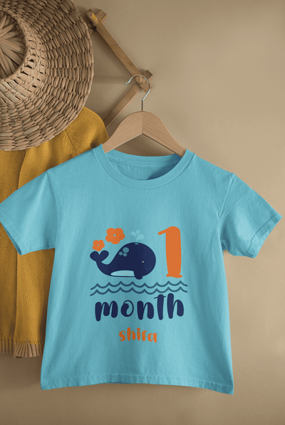 Custom Name First Month Birthday Half Sleeves T-Shirt For Girls -FunkyTeesClub