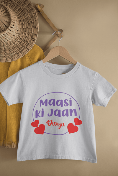 Custom Name Maasi Ki Jaan New Born Half Sleeves T-Shirt For Girls -FunkyTeesClub