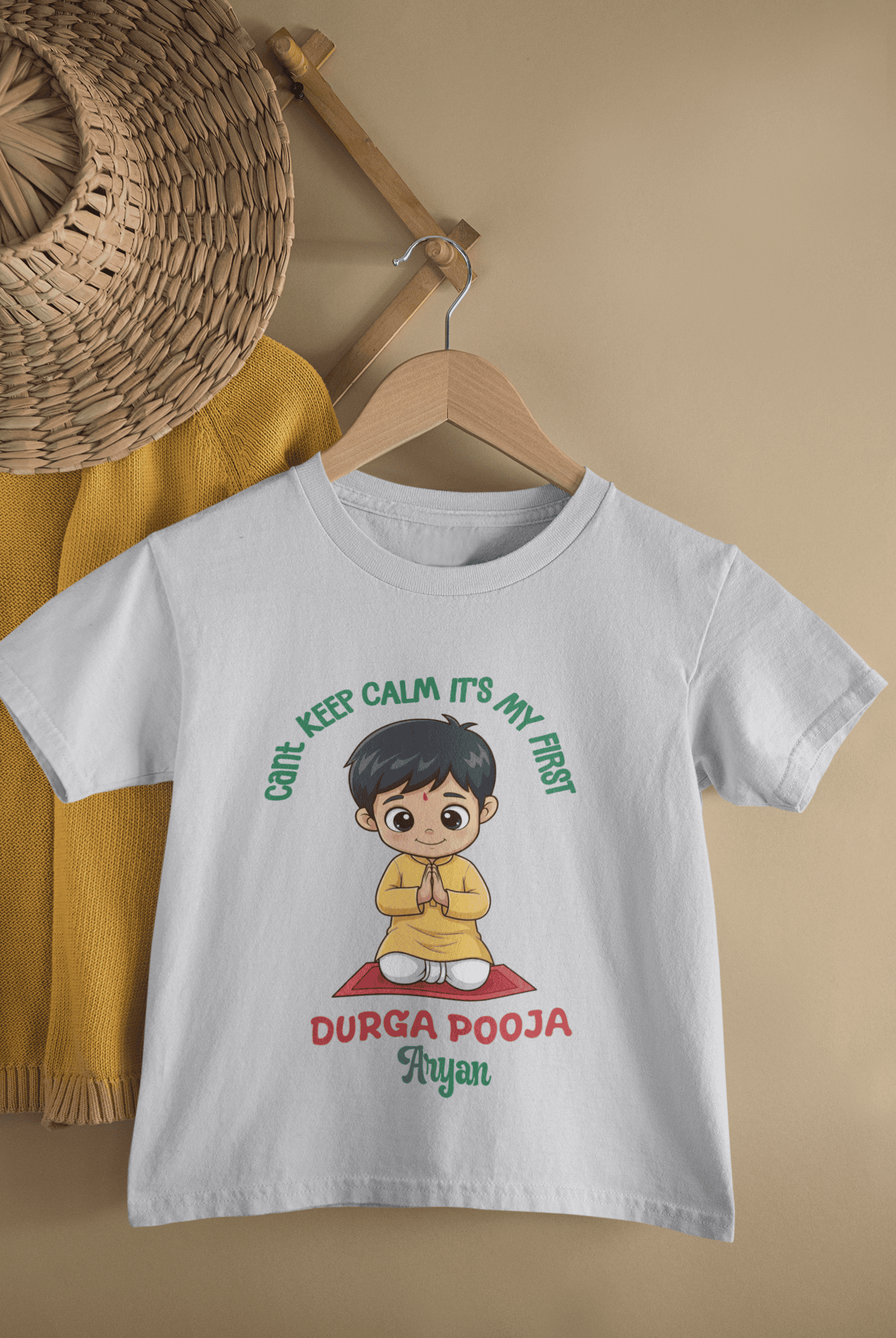 It's My First Durga Pooja Navratri Half Sleeves T-Shirt for Boys -FunkyTeesClub