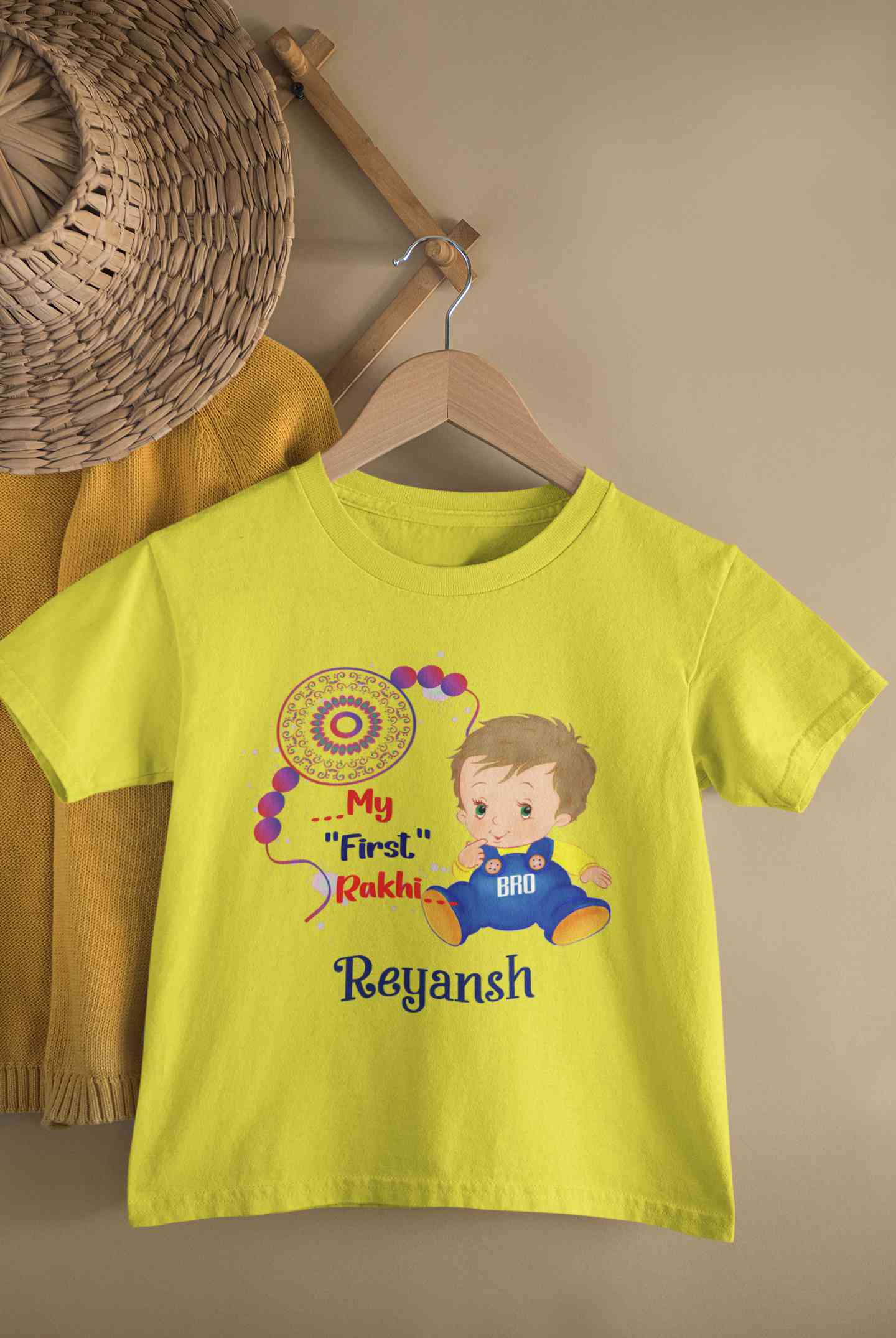 Custom Name My First Rakhi Half Sleeves T-Shirt for Boy-FunkyTeesClub