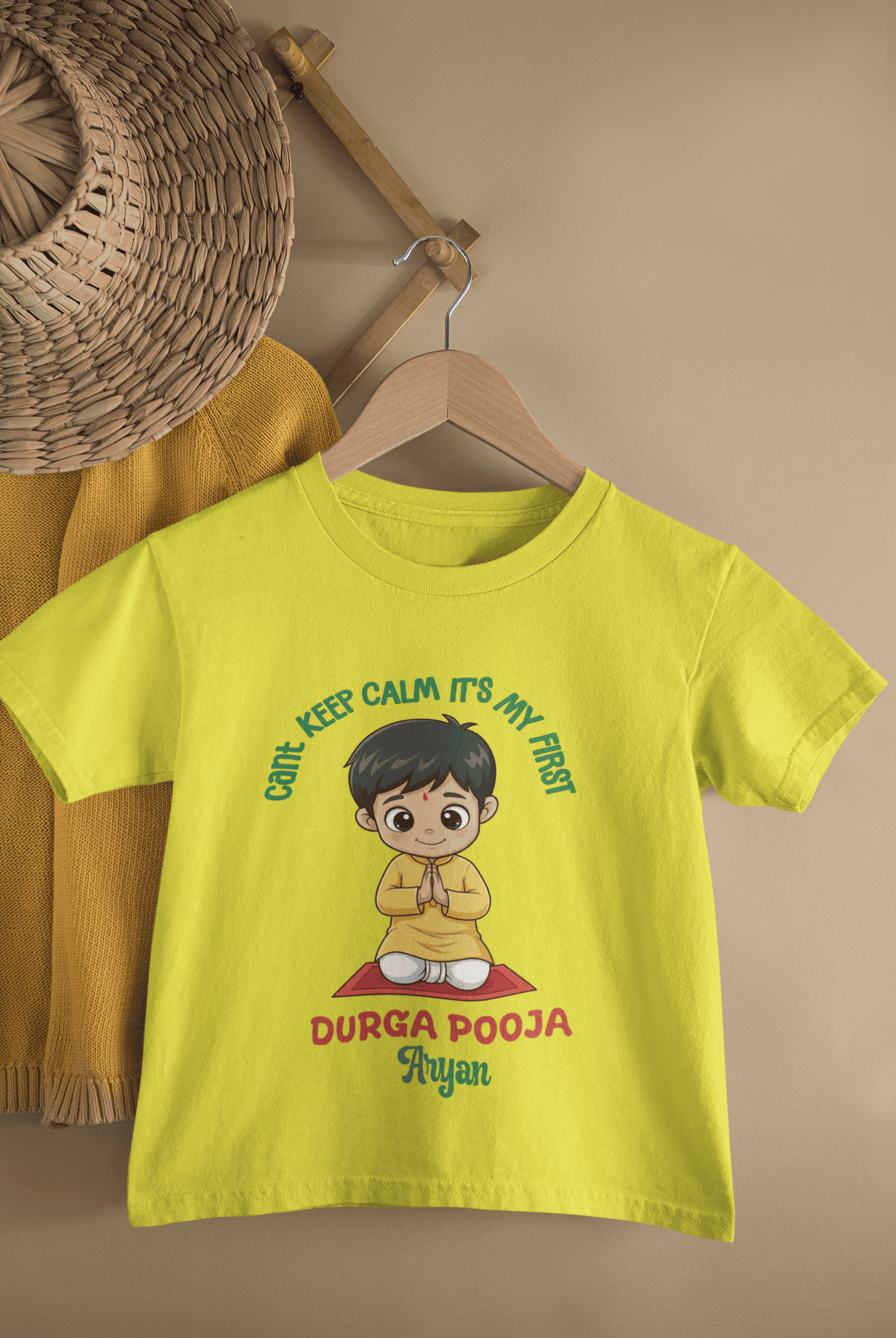 It's My First Durga Pooja Navratri Half Sleeves T-Shirt for Boys -FunkyTeesClub