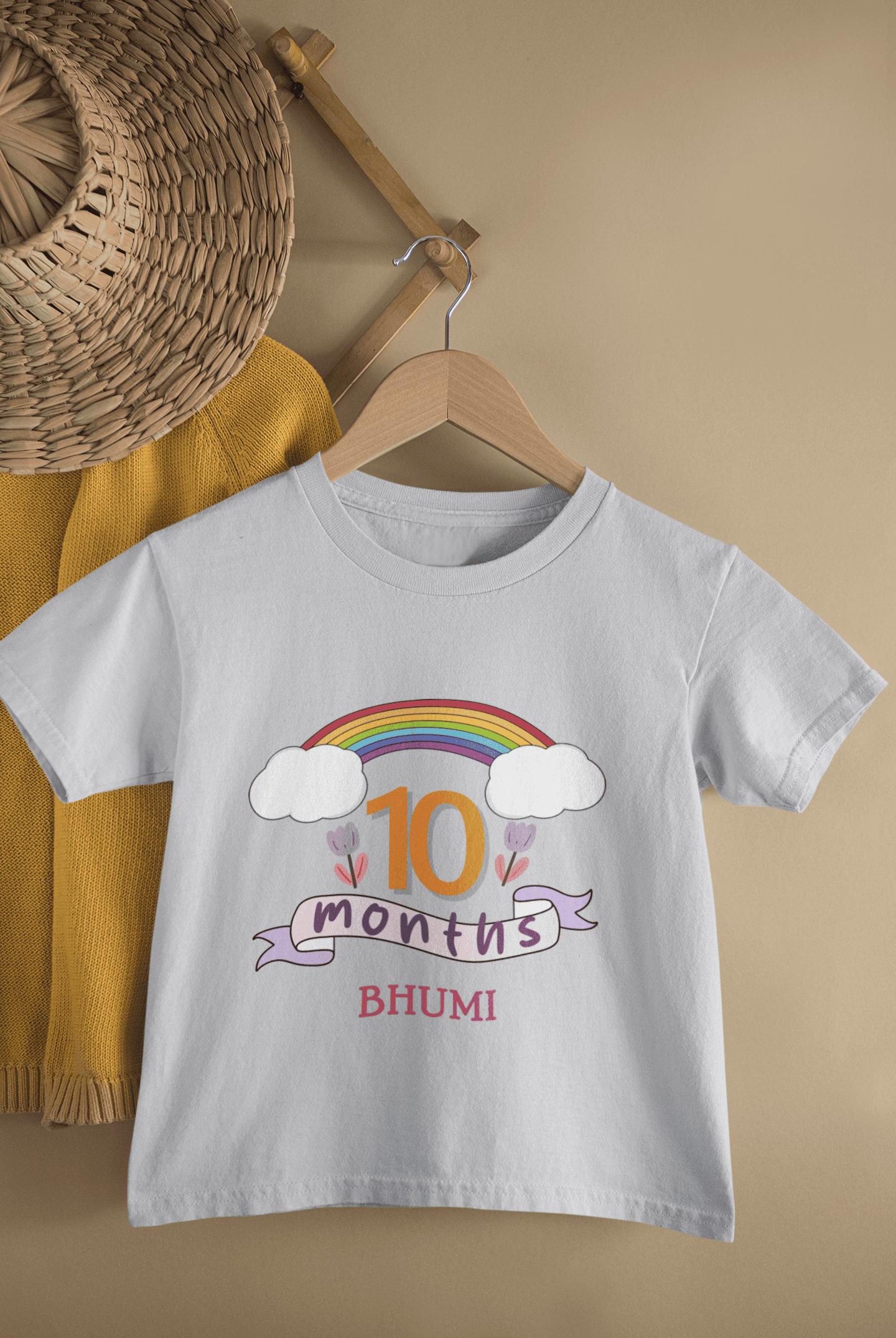 Custom Name Tenth Month Birthday Half Sleeves T-Shirt For Girls -FunkyTeesClub