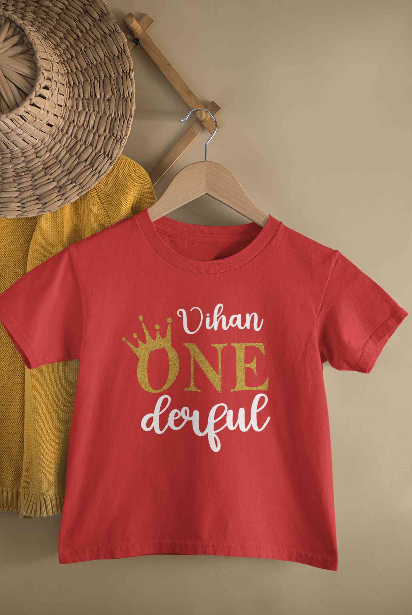 Custom Name First Birthday Half Sleeves T-Shirt for Boy-FunkyTeesClub