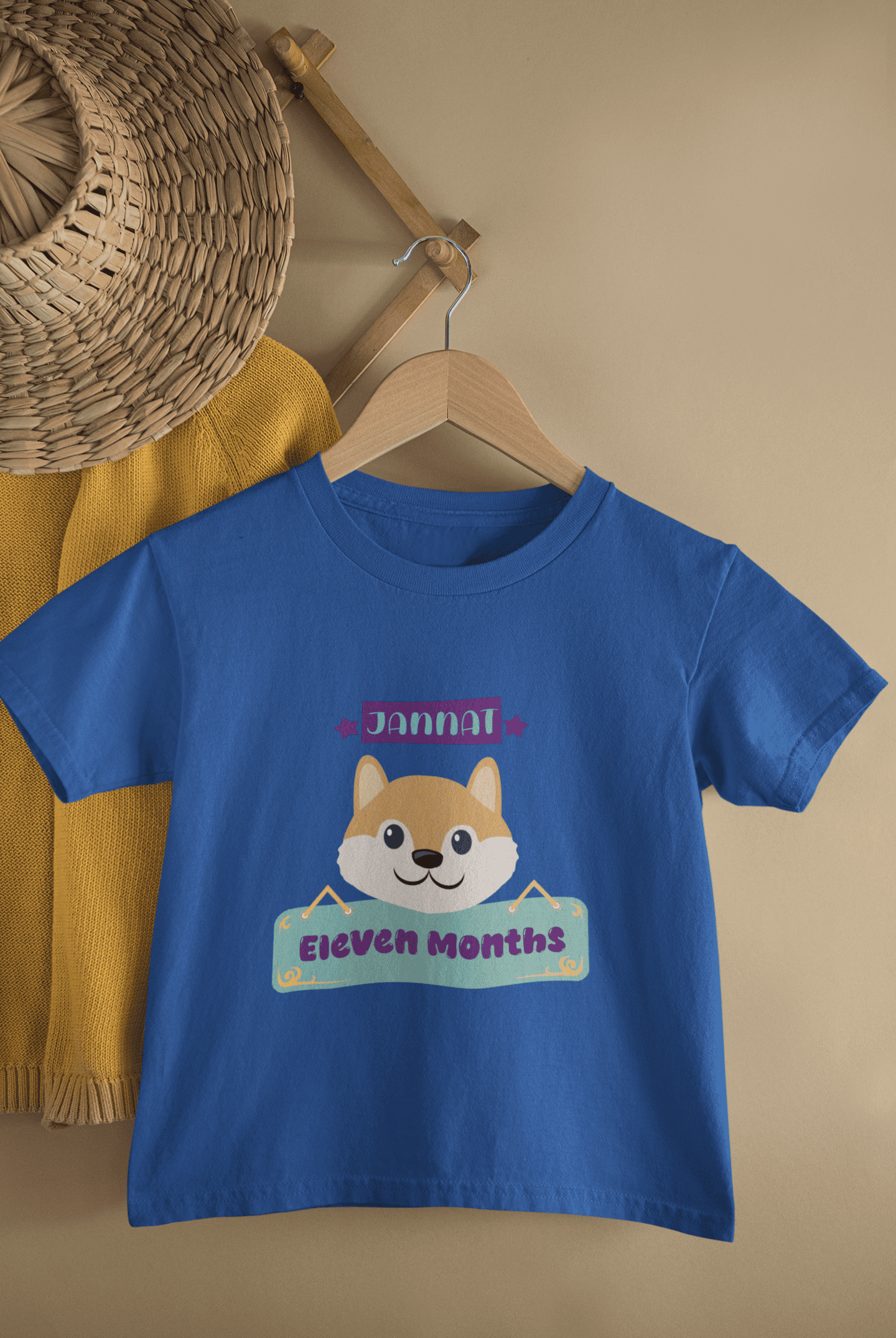 Custom Name Eleventh Month Birthday Cute Half Sleeves T-Shirt For Girls -FunkyTeesClub
