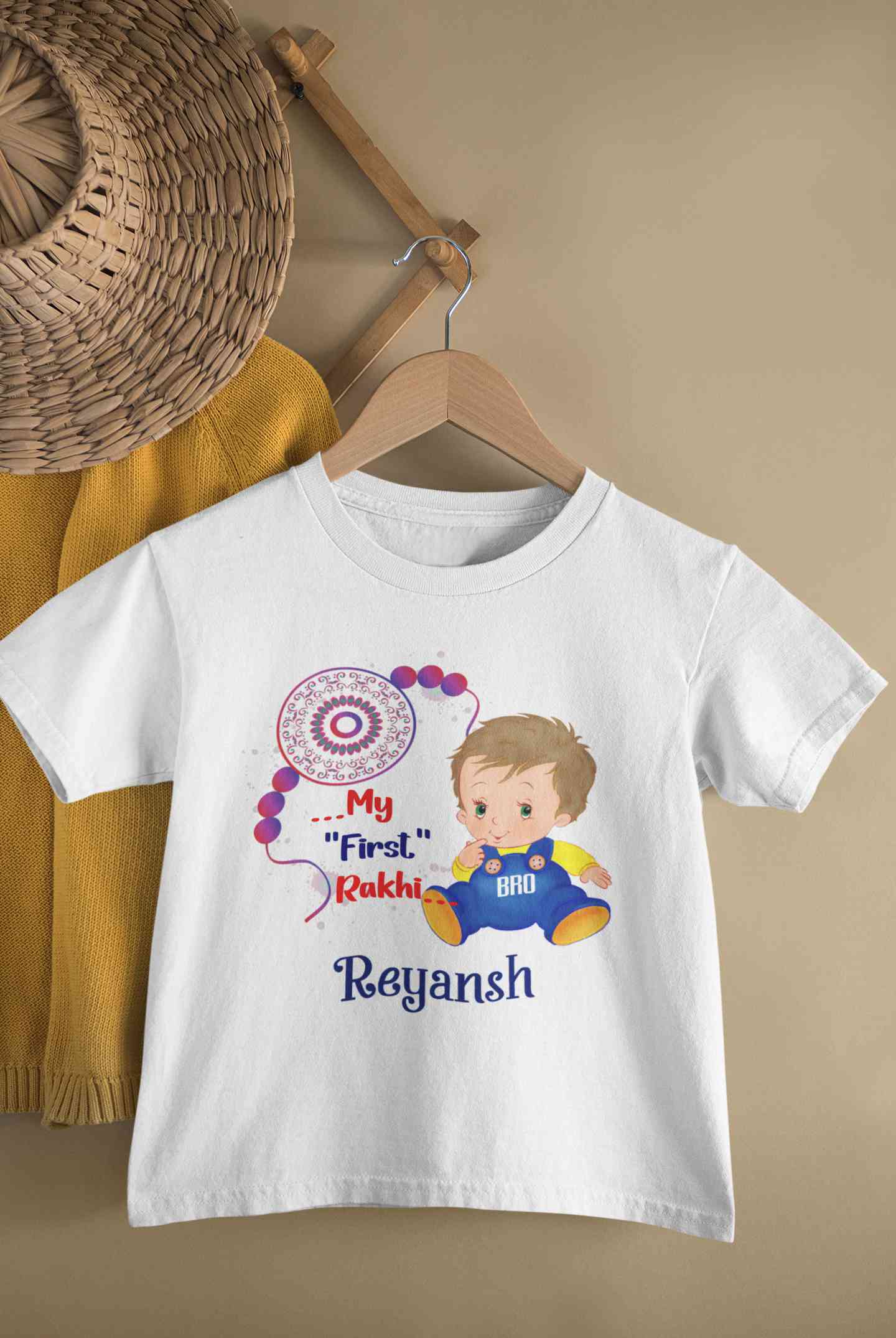Custom Name My First Rakhi Half Sleeves T-Shirt for Boy-FunkyTeesClub