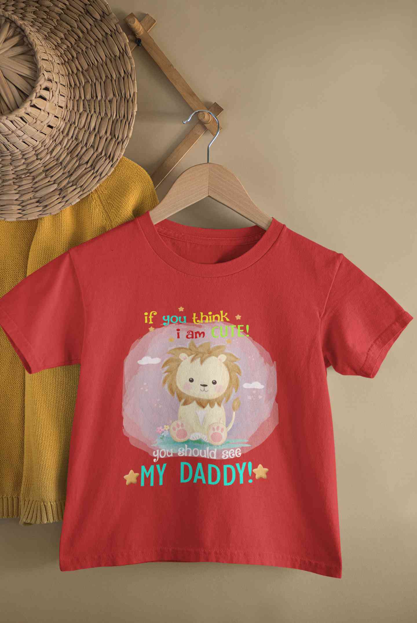 If You Think I Am Cute You Should See My Daddy Fathers Day Half Sleeves T-Shirt for Boy-FunkyTeesClub