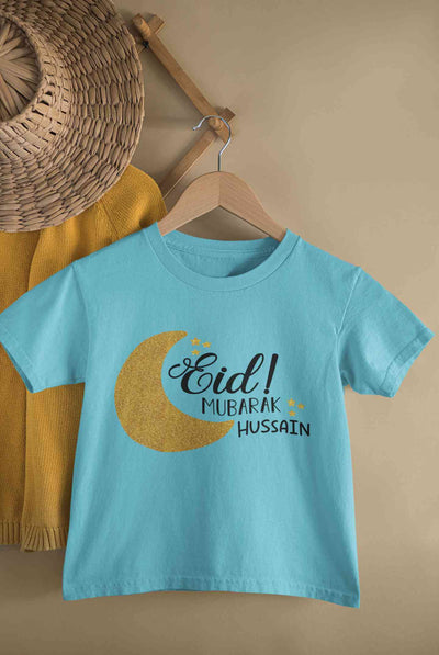 Custom Name Eid Mubaaarak Half Sleeves T-Shirt for Boy-FunkyTeesClub
