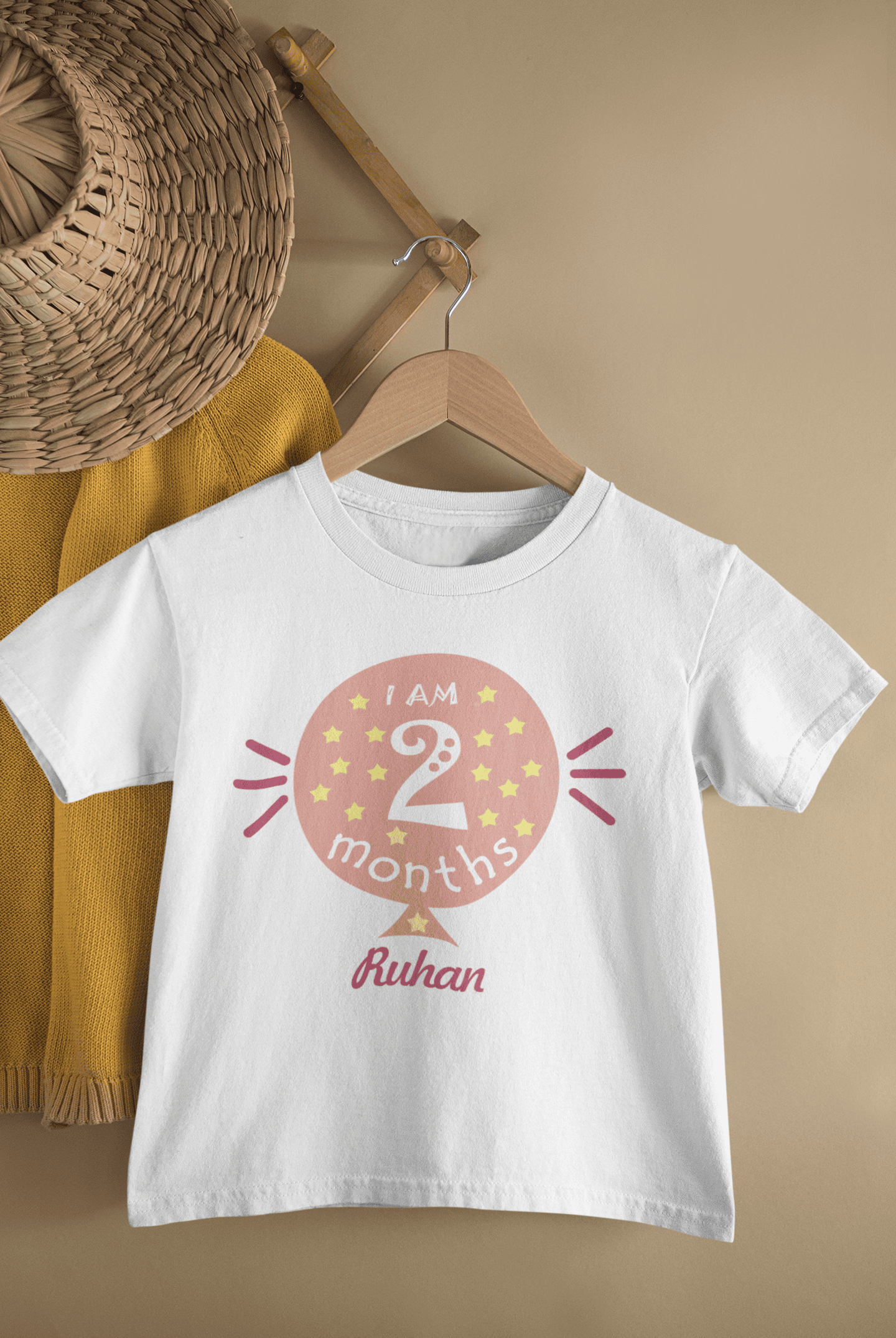 Custom Name I Am Two Months Half Sleeves T-Shirt for Boys -FunkyTeesClub