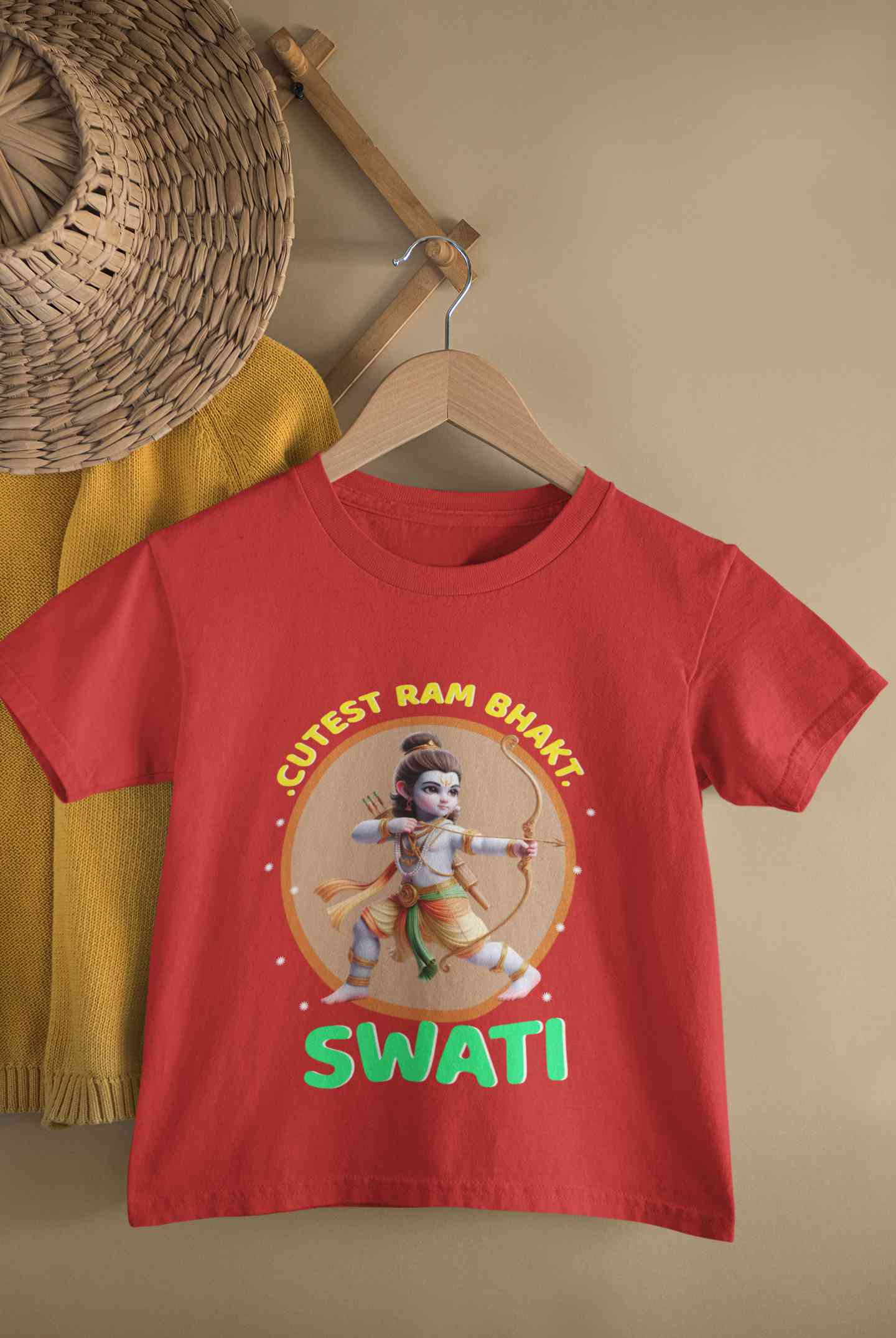 Custom Name Cutest Ram Bhakt Half Sleeves T-Shirt For Girls -FunkyTeesClub