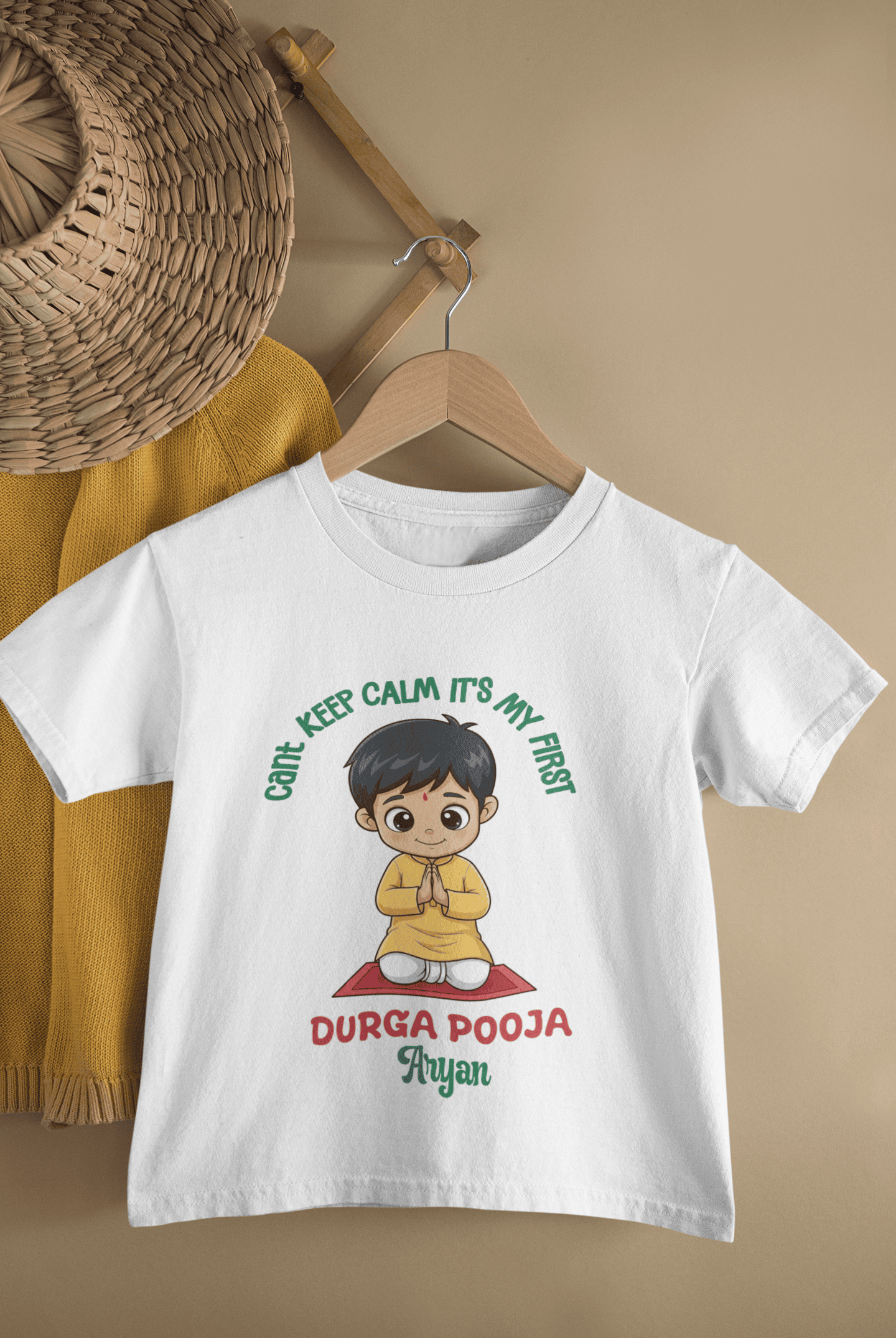 It's My First Durga Pooja Navratri Half Sleeves T-Shirt for Boys -FunkyTeesClub
