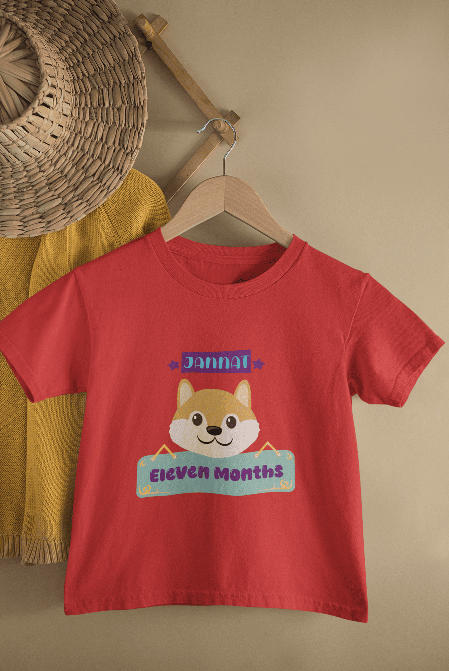 Custom Name Eleventh Month Birthday Cute Half Sleeves T-Shirt For Girls -FunkyTeesClub