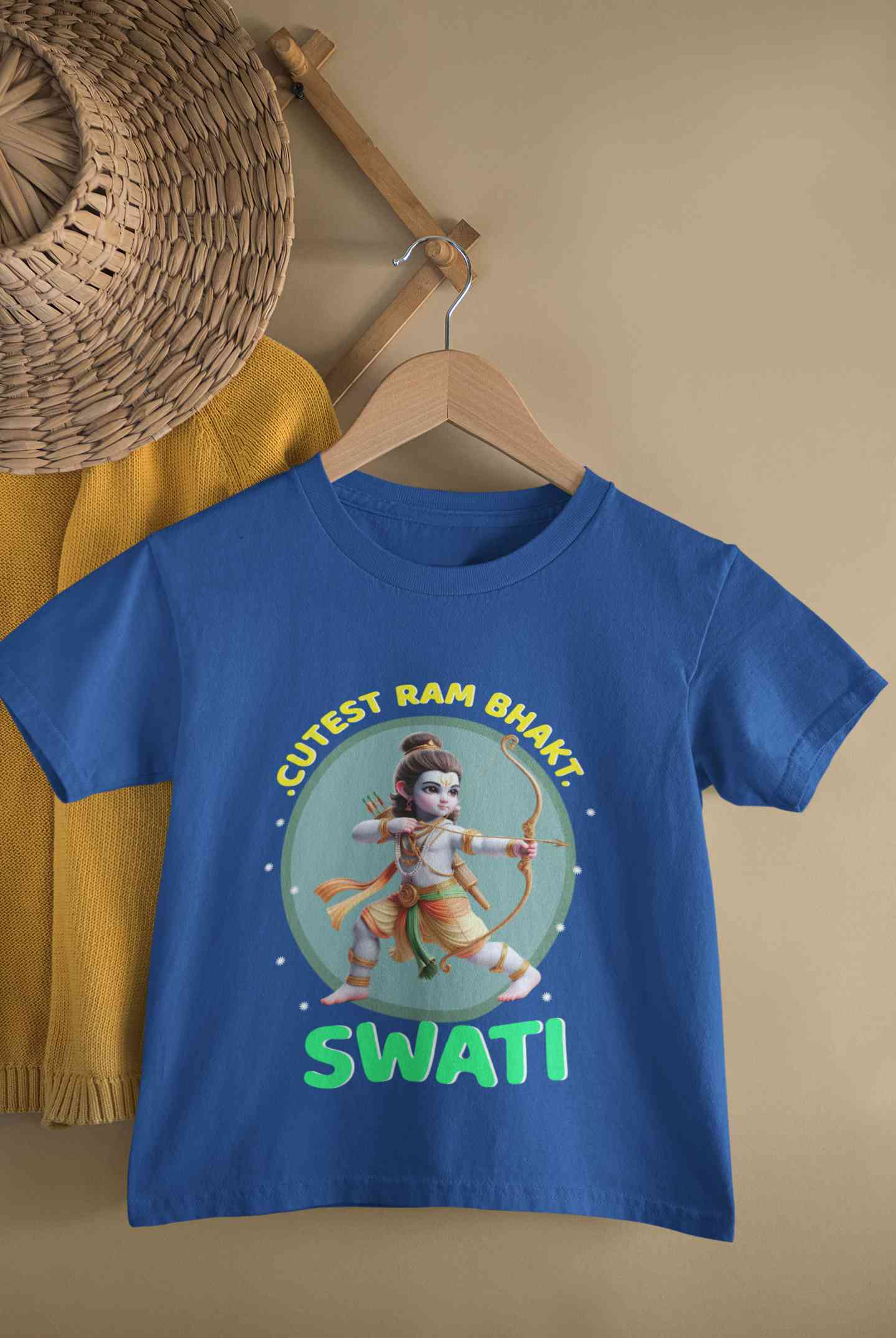 Custom Name Cutest Ram Bhakt Half Sleeves T-Shirt For Girls -FunkyTeesClub