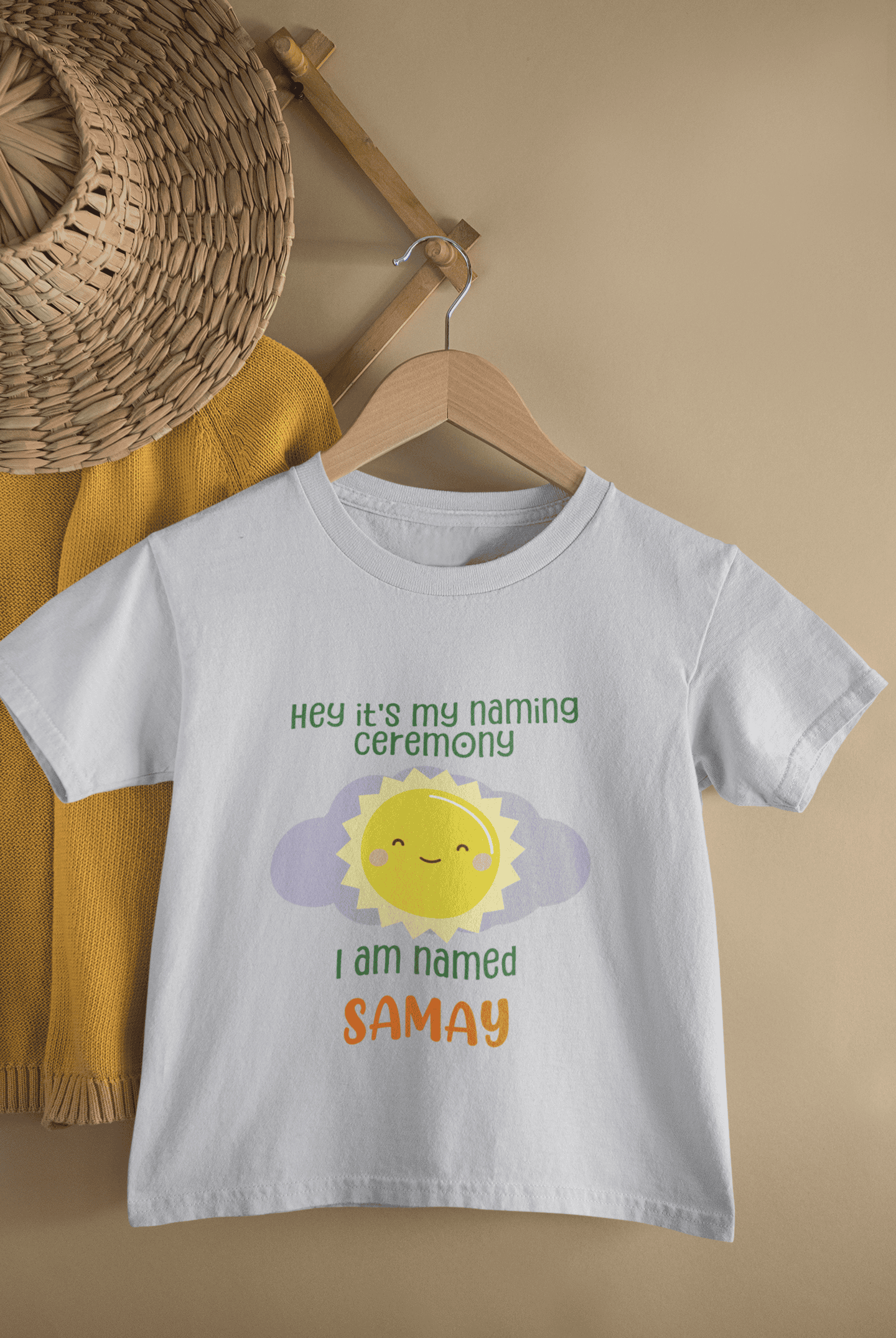 Custom Name Naming Ceremony New Born Half Sleeves T-Shirt for Boys -FunkyTeesClub