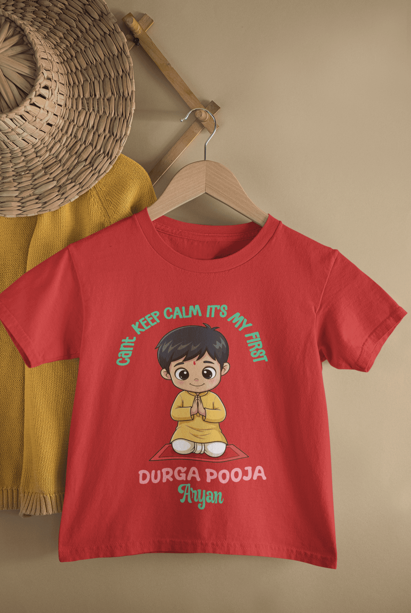 It's My First Durga Pooja Navratri Half Sleeves T-Shirt for Boys -FunkyTeesClub
