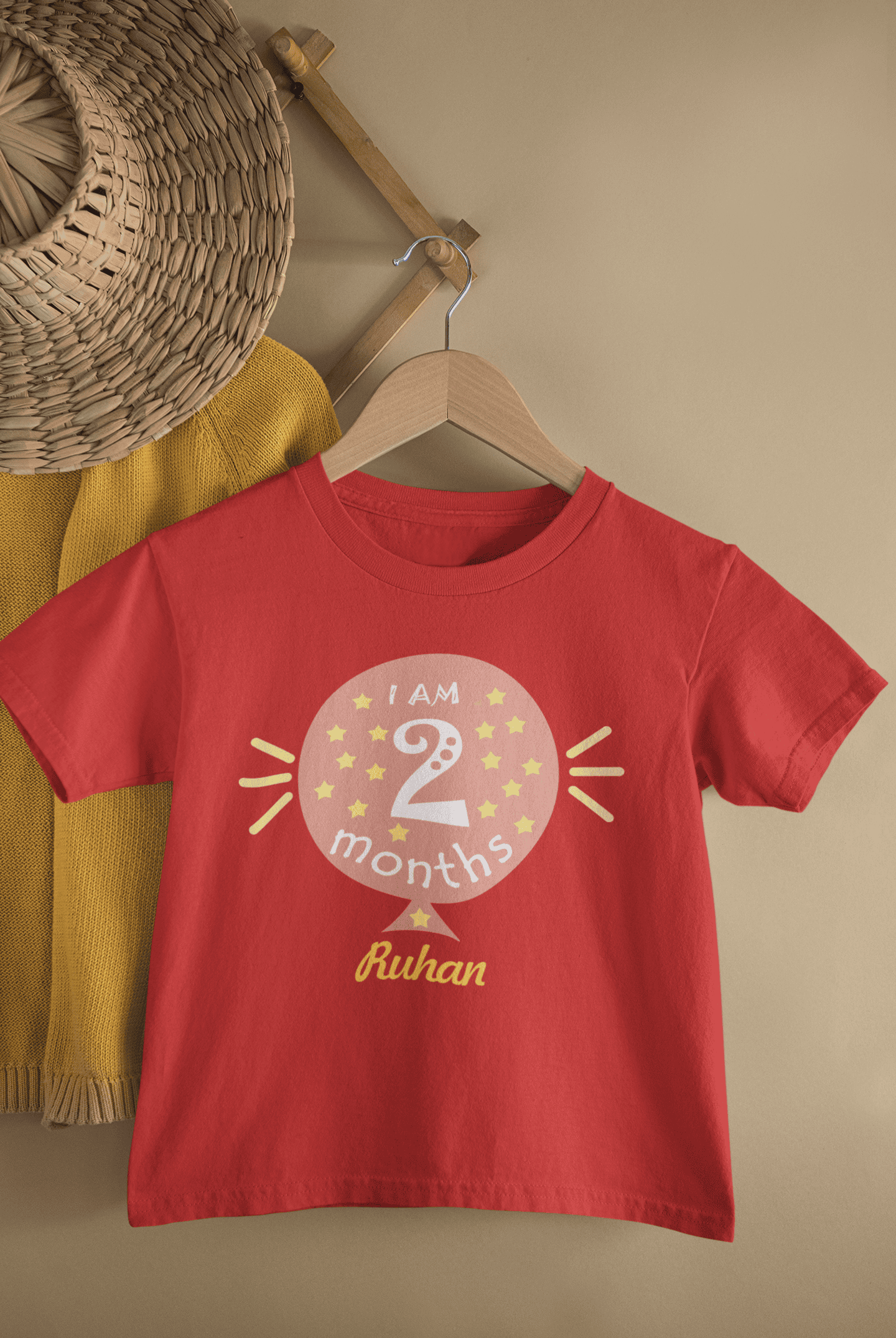 Custom Name I Am Two Months Half Sleeves T-Shirt for Boys -FunkyTeesClub