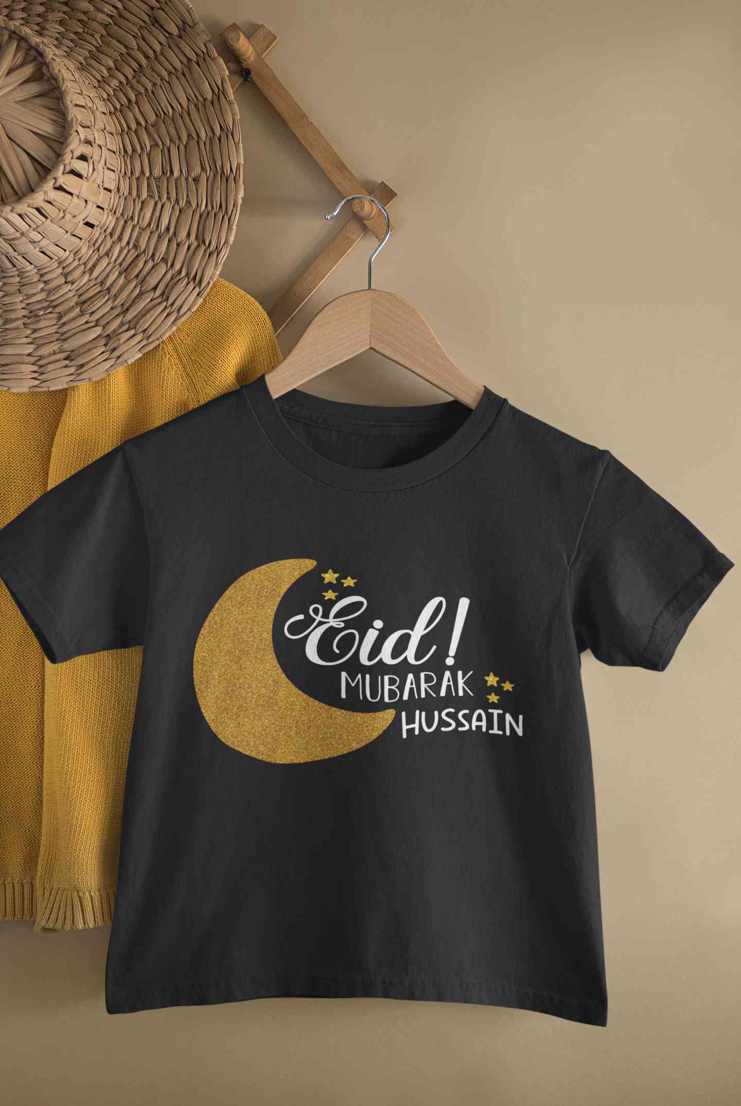 Custom Name Eid Mubaaarak Half Sleeves T-Shirt for Boy-FunkyTeesClub