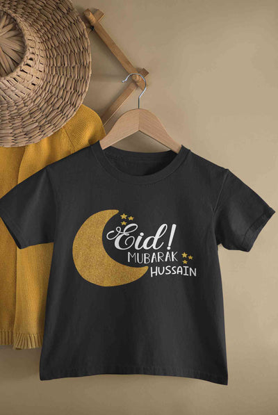 Custom Name Eid Mubaaarak Half Sleeves T-Shirt for Boy-FunkyTeesClub