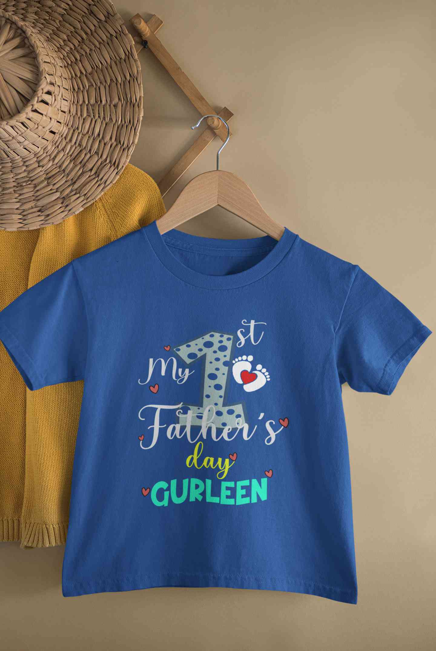 Custom Name First Fathers Day Half Sleeves T-Shirt For Girls -FunkyTeesClub