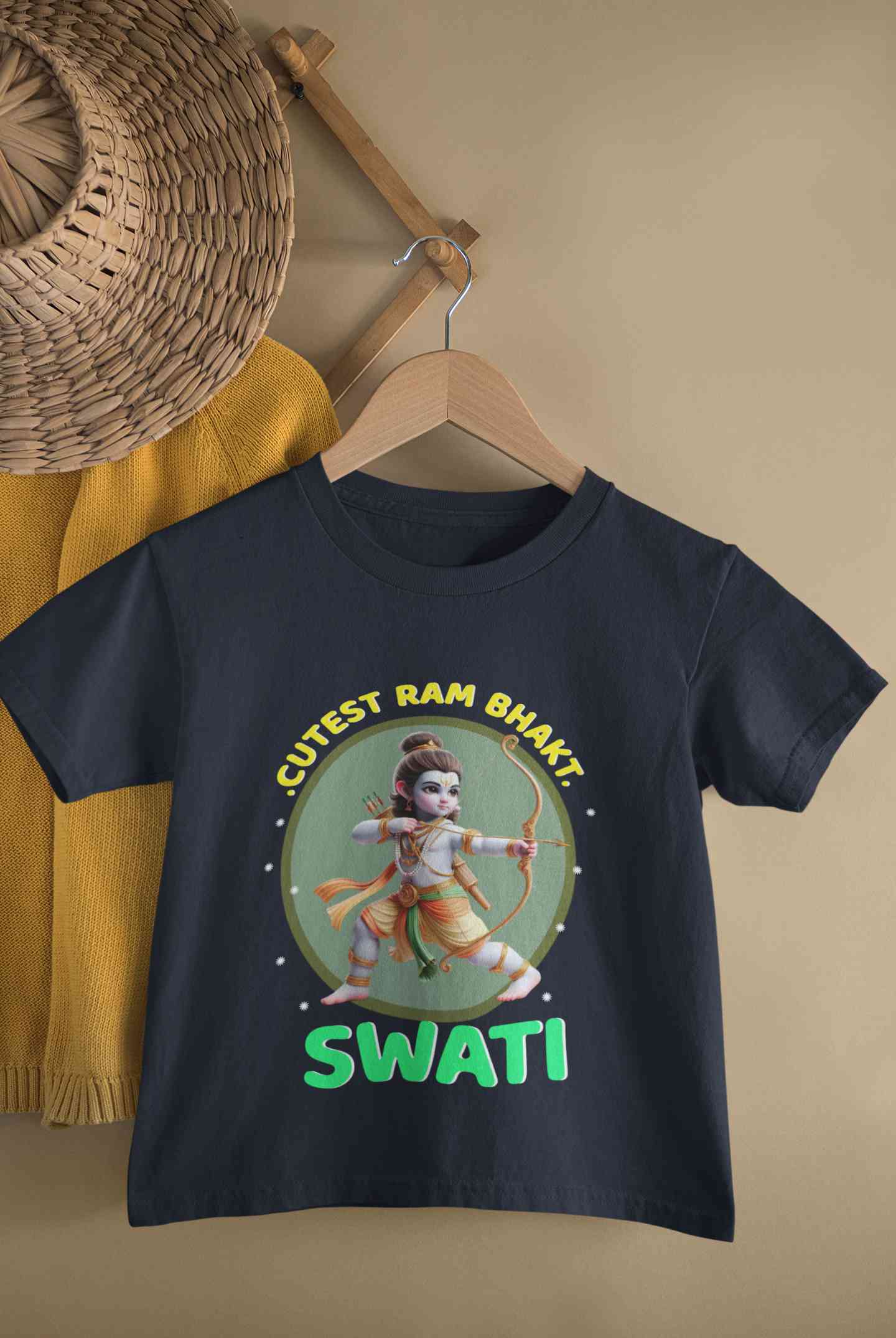 Custom Name Cutest Ram Bhakt Half Sleeves T-Shirt For Girls -FunkyTeesClub