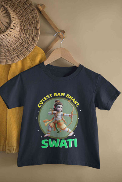 Custom Name Cutest Ram Bhakt Half Sleeves T-Shirt For Girls -FunkyTeesClub