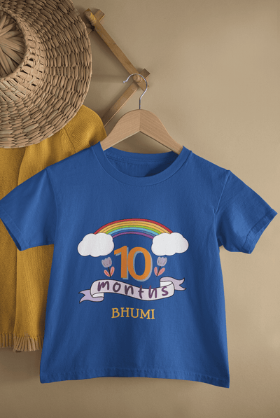 Custom Name Tenth Month Birthday Half Sleeves T-Shirt For Girls -FunkyTeesClub