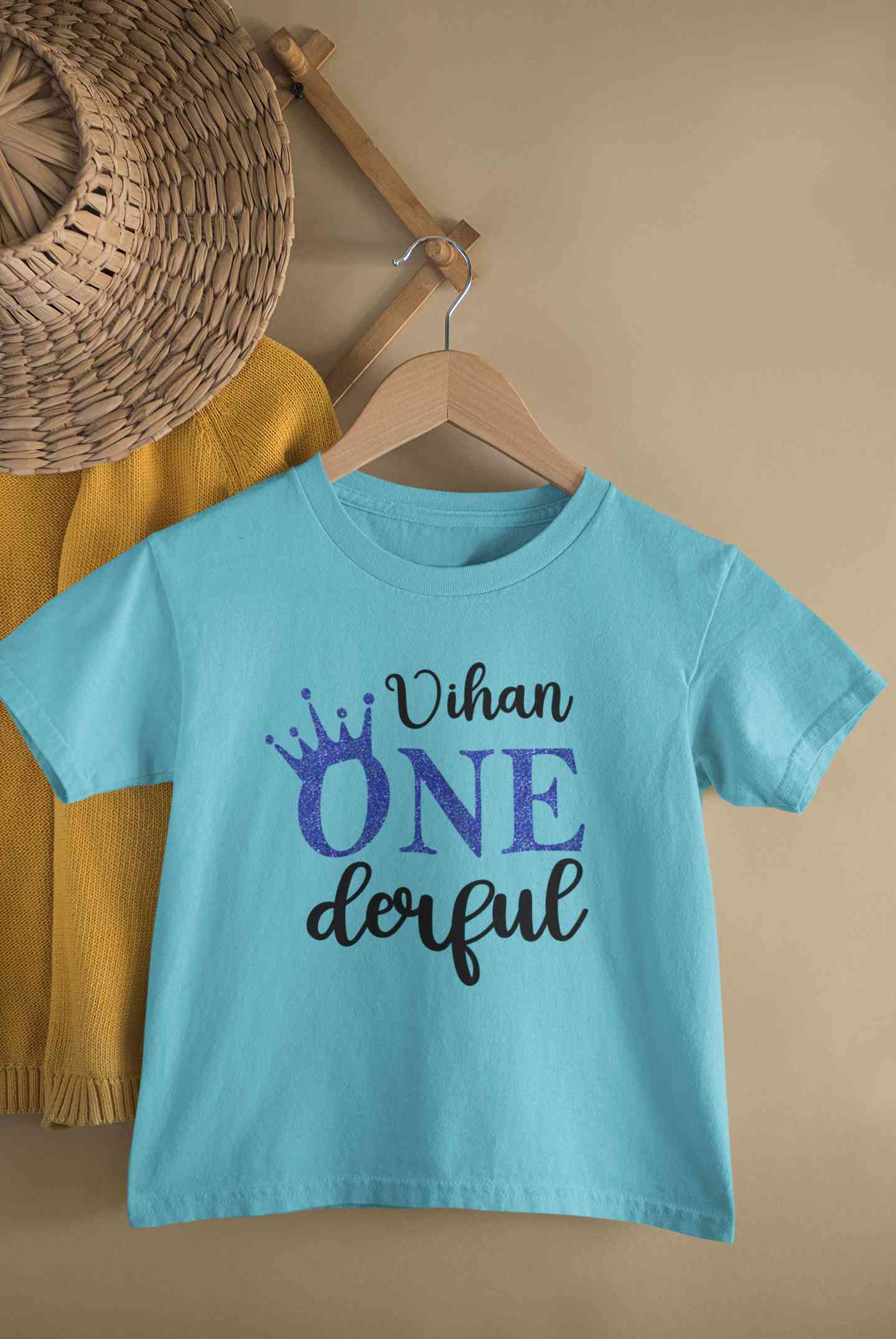 Custom Name First Birthday Half Sleeves T-Shirt for Boy-FunkyTeesClub