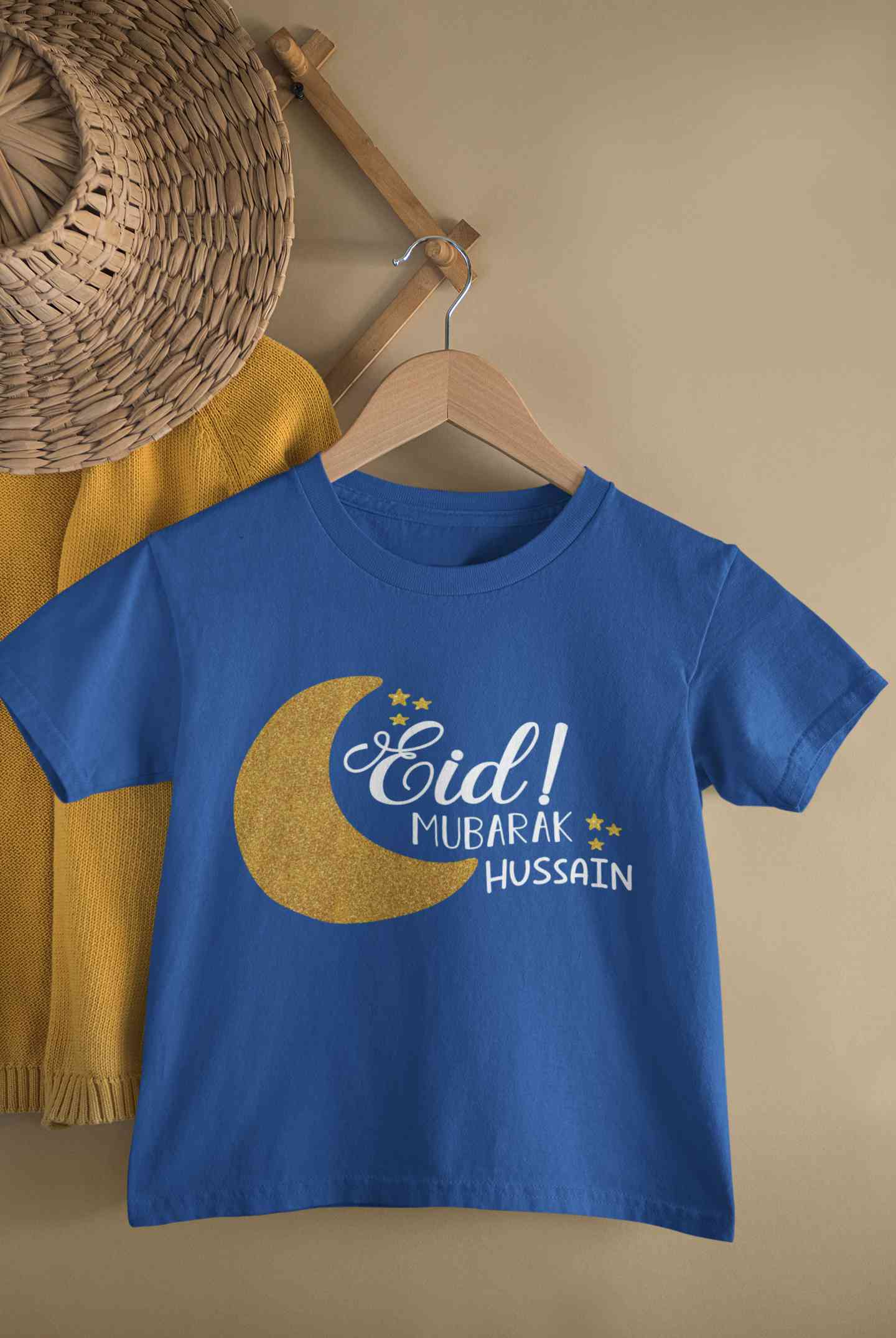 Custom Name Eid Mubaaarak Half Sleeves T-Shirt for Boy-FunkyTeesClub