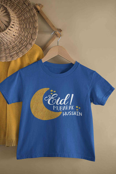 Custom Name Eid Mubaaarak Half Sleeves T-Shirt for Boy-FunkyTeesClub