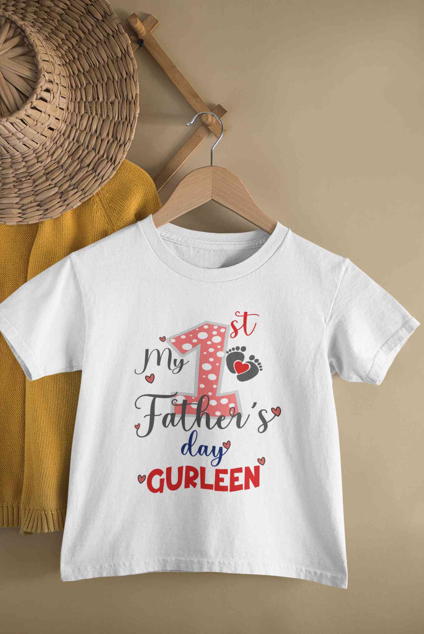 Custom Name First Fathers Day Half Sleeves T-Shirt For Girls -FunkyTeesClub