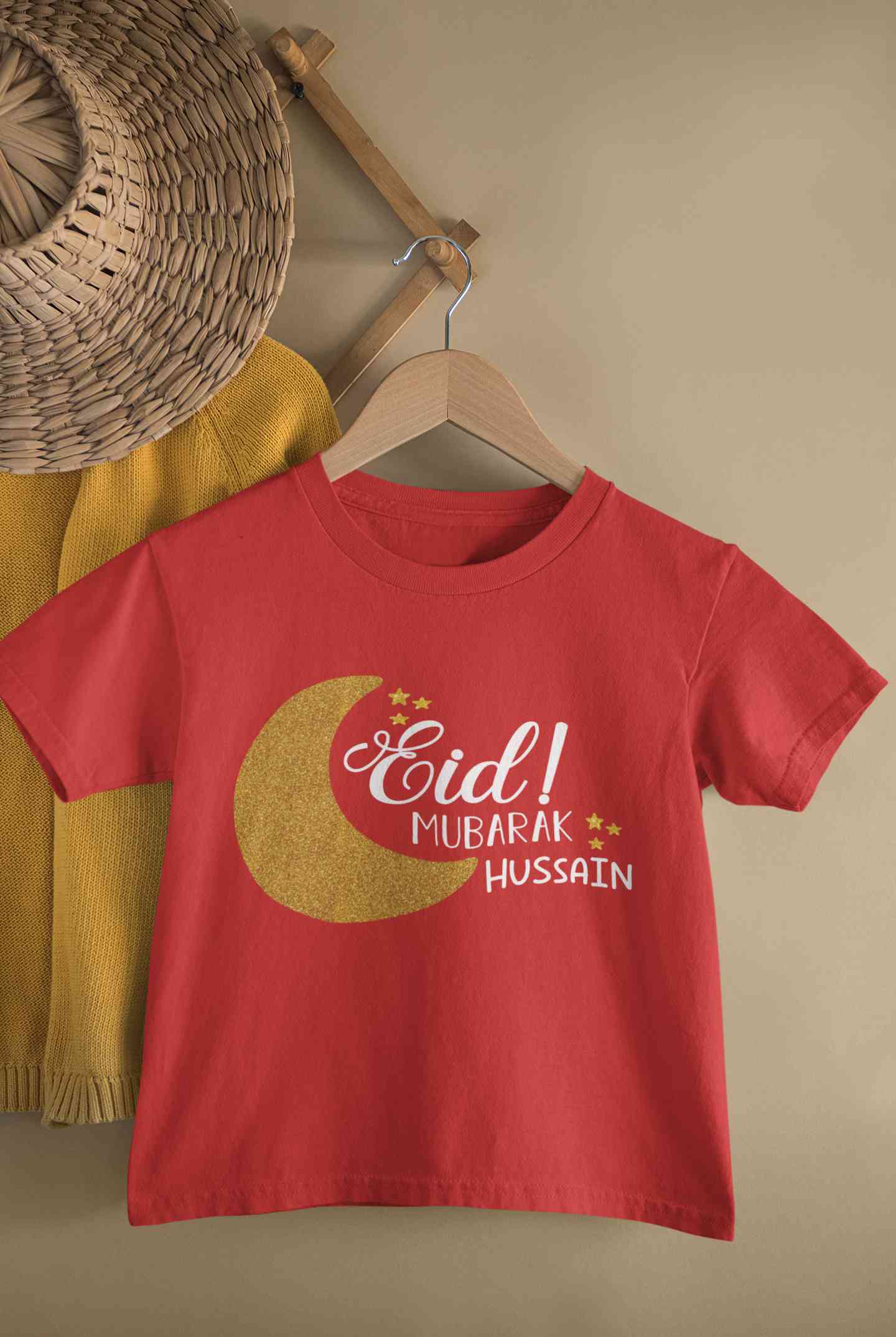 Custom Name Eid Mubaaarak Half Sleeves T-Shirt for Boy-FunkyTeesClub