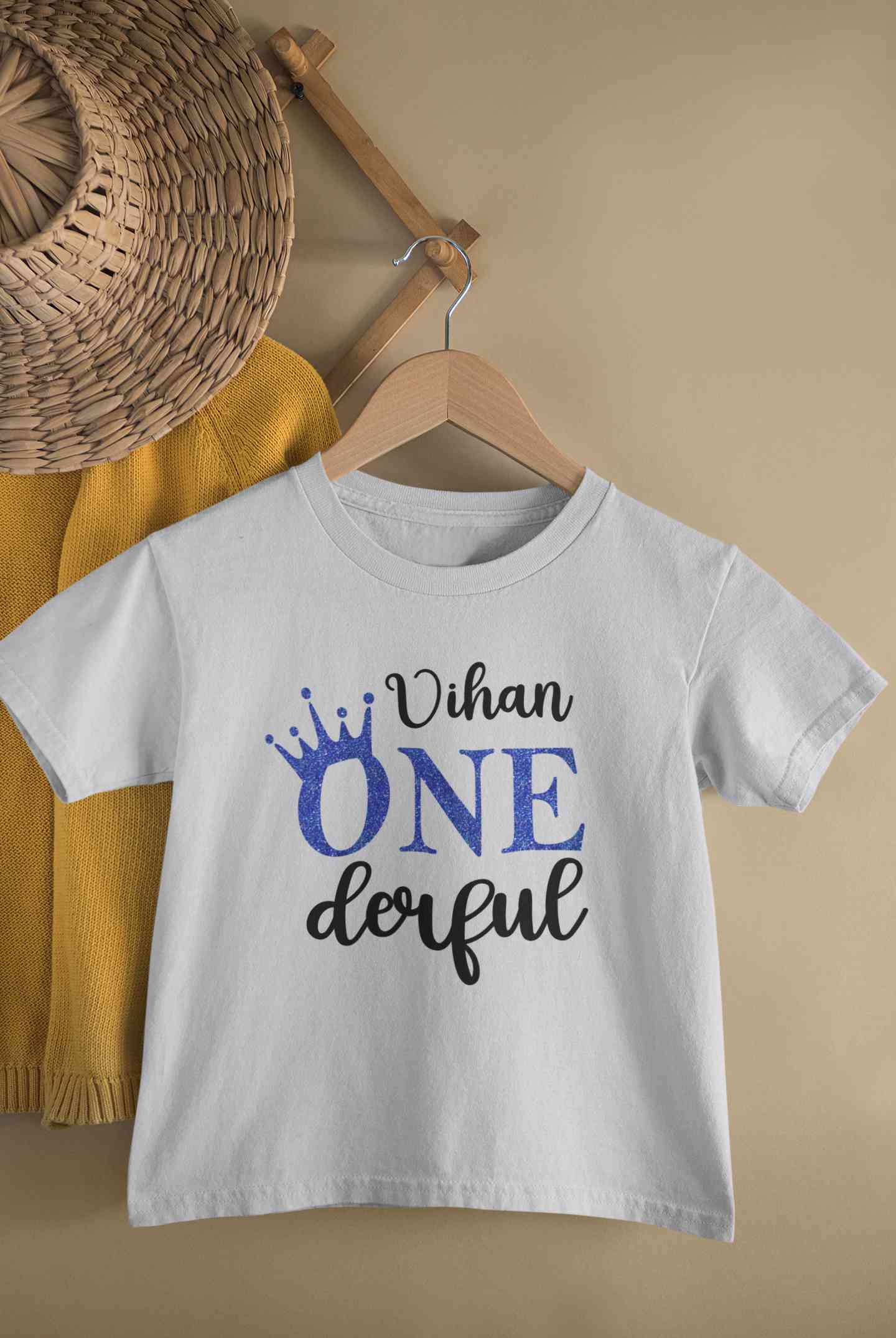 Custom Name First Birthday Half Sleeves T-Shirt for Boy-FunkyTeesClub