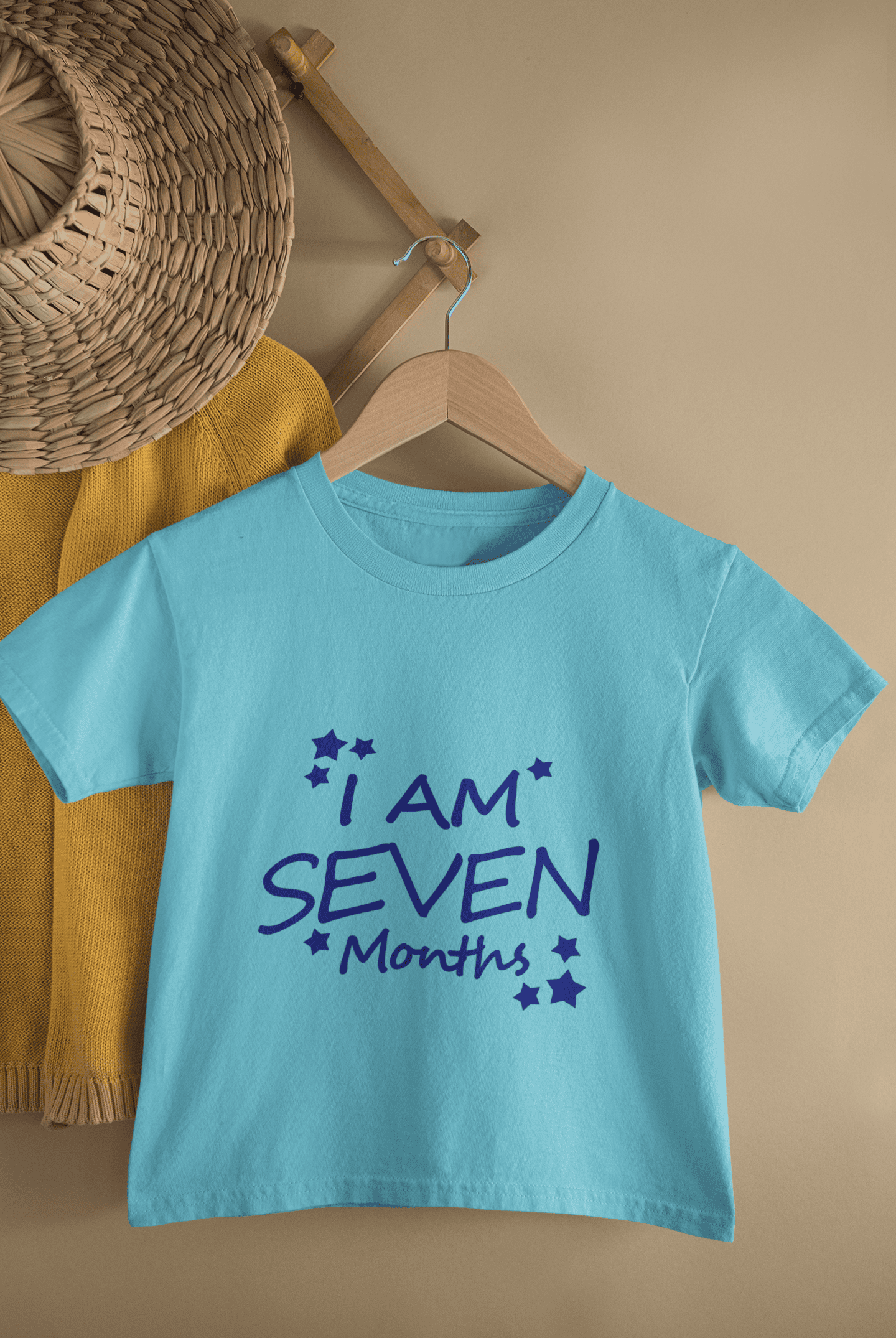 I Am Seven Months Half Sleeves T-Shirt For Girls -FunkyTeesClub