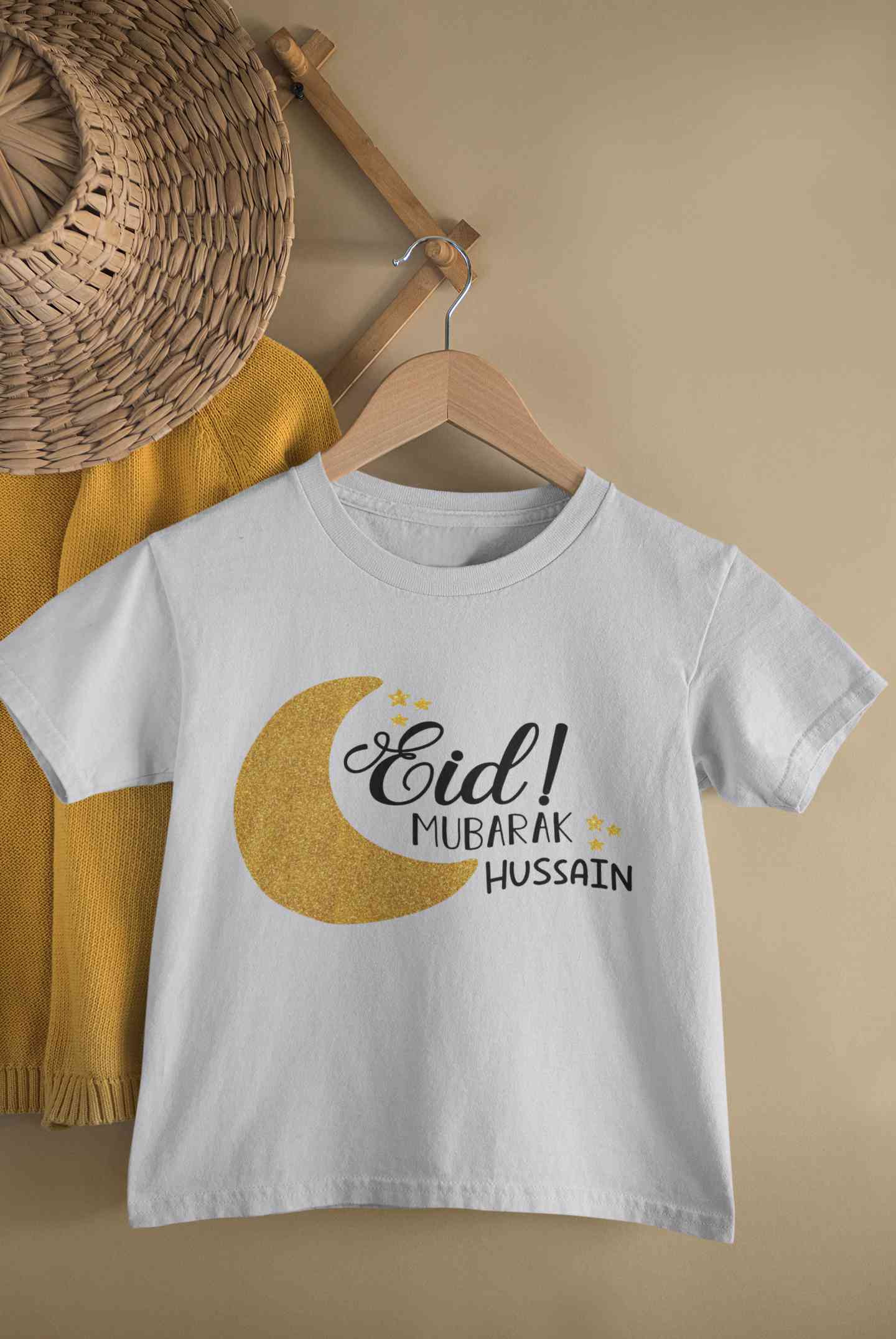 Custom Name Eid Mubaaarak Half Sleeves T-Shirt for Boy-FunkyTeesClub