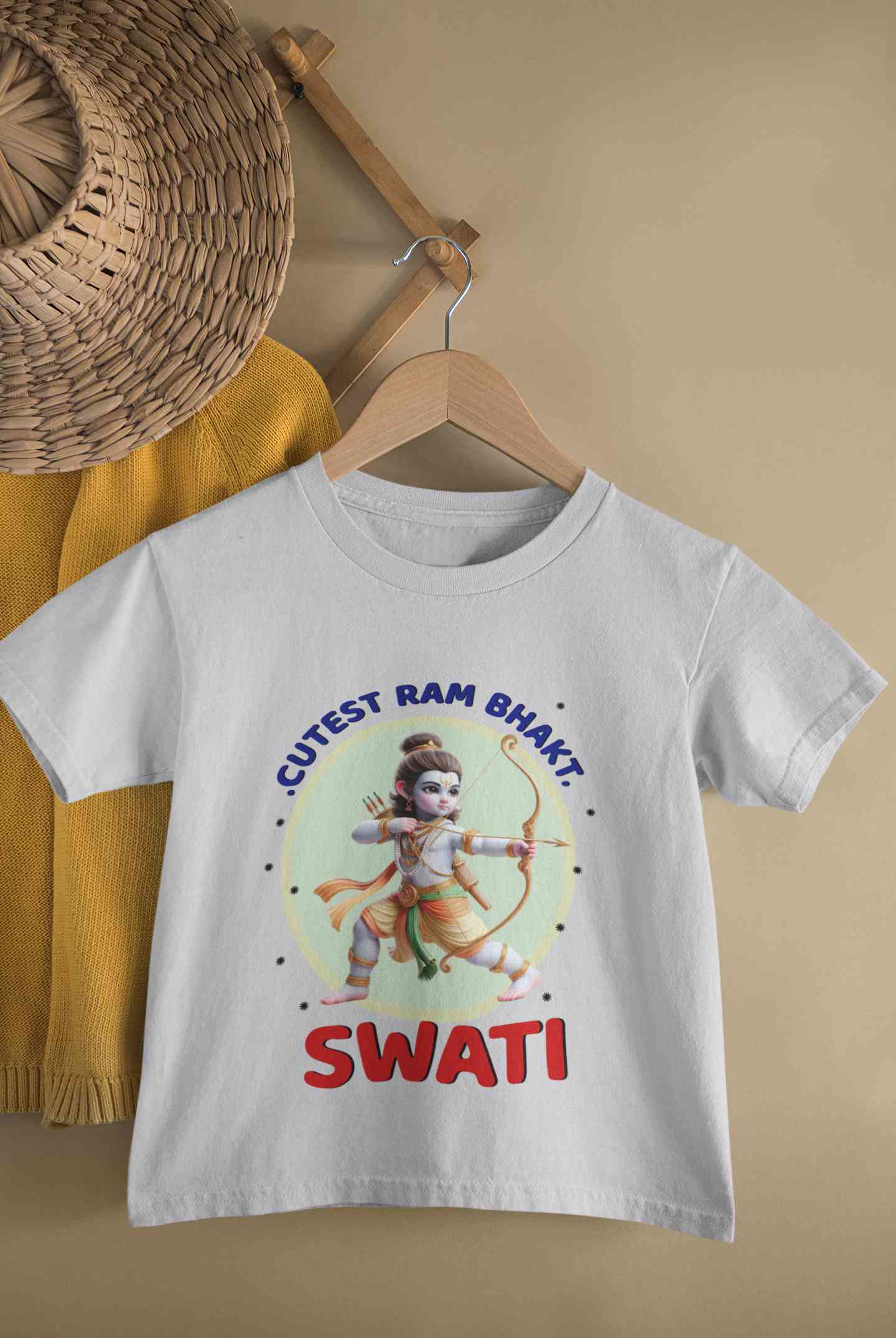 Custom Name Cutest Ram Bhakt Half Sleeves T-Shirt For Girls -FunkyTeesClub