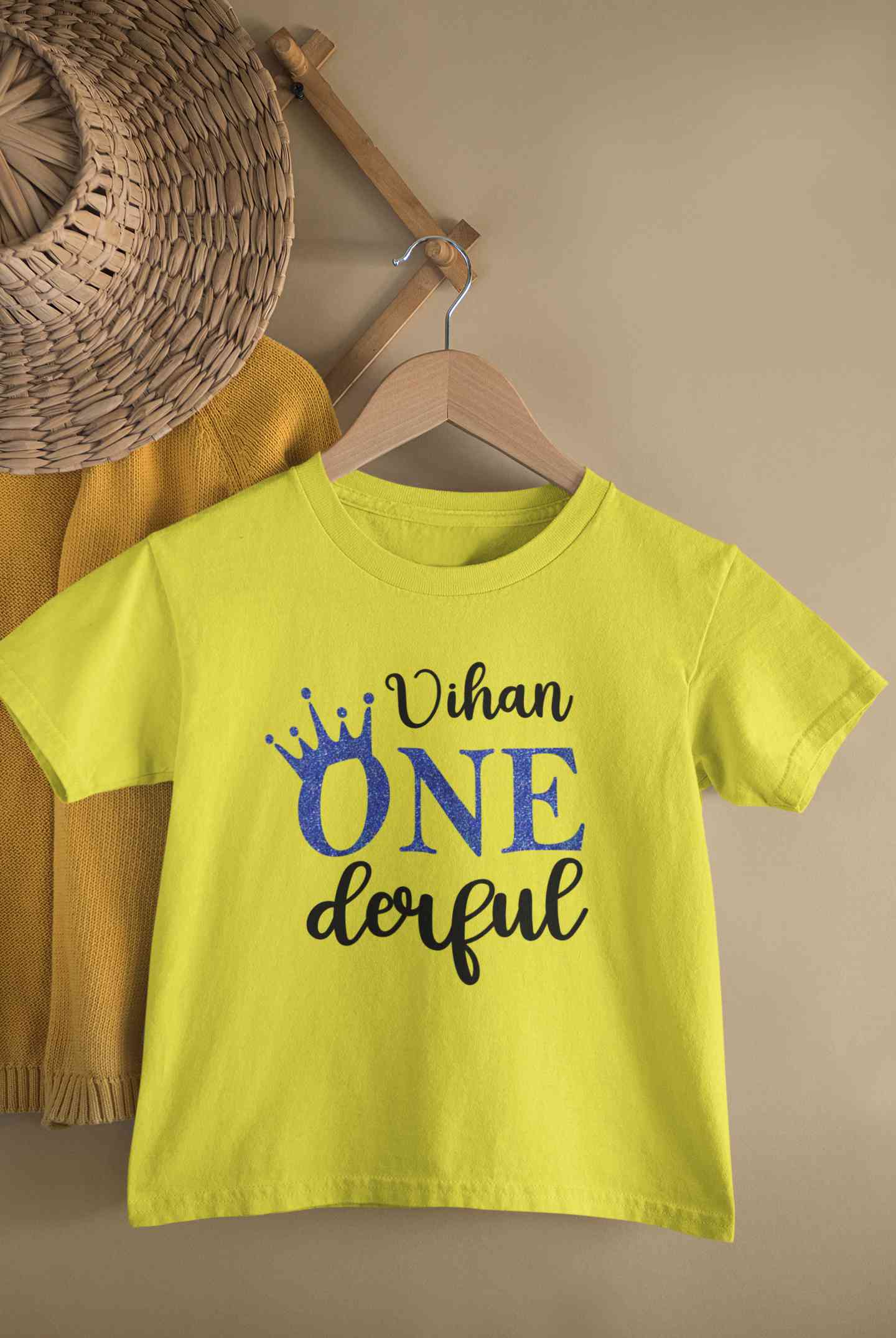 Custom Name First Birthday Half Sleeves T-Shirt for Boy-FunkyTeesClub