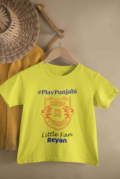 Custom Name IPL PBKS Punjab Kings PlayPunjabi Kings Eleven Punjab Boy Half Sleeves T-Shirt for Boy-FunkyTeesClub